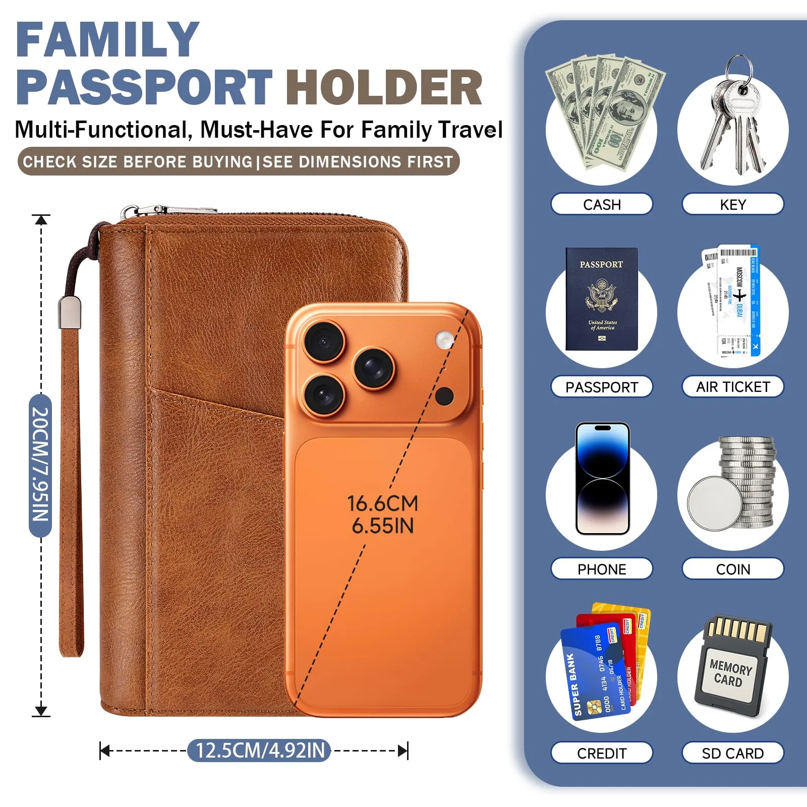 Desing Wish Famiglia Porta Passaporto Viaggio con Blocco RFID Portadocumenti Pu Custodia Portapassaporto Accessori Uomo Donna per Carte di Credito Documenti D'Identità Biglietti Aerei Regali - immagine 2