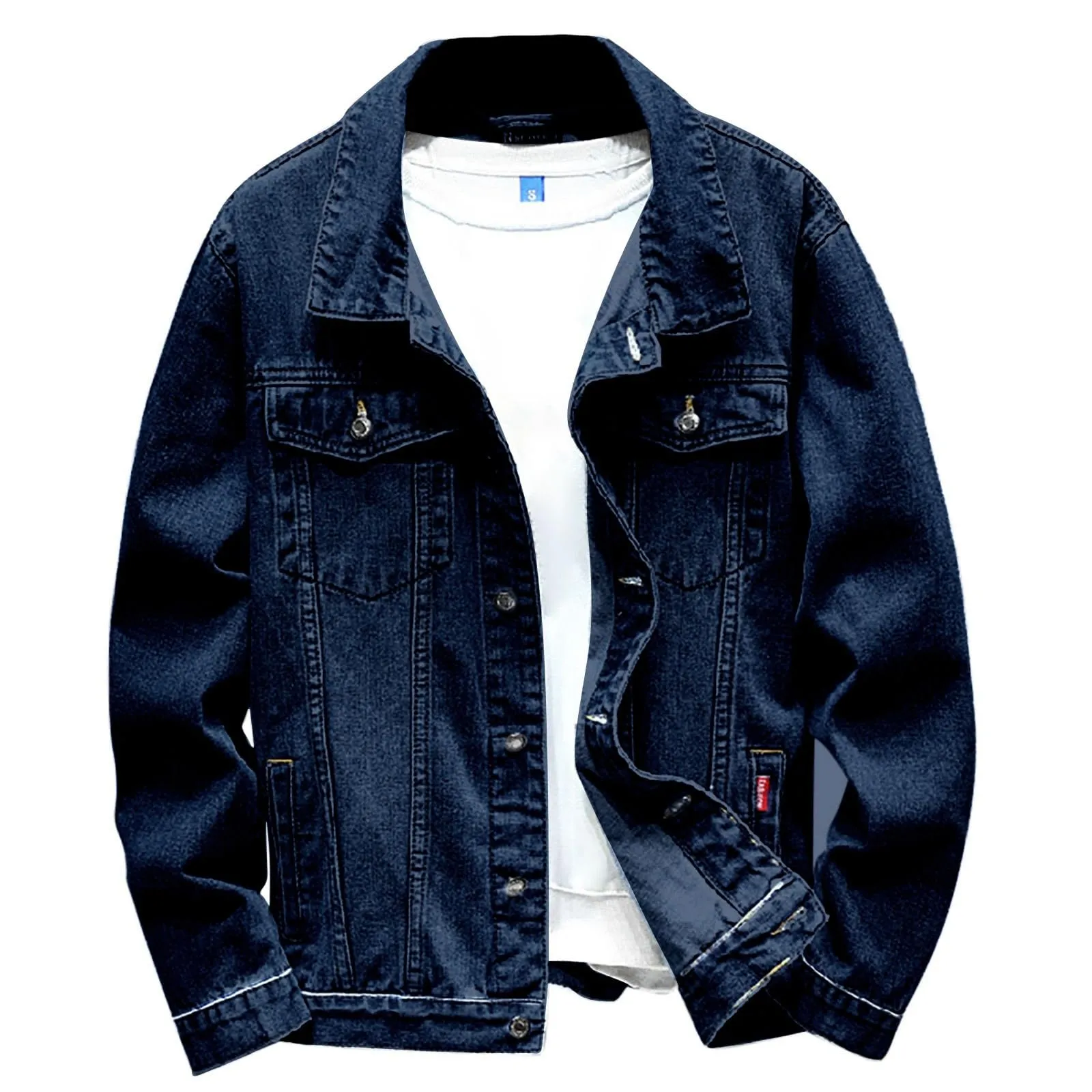 Duohropke Camicia di jeans da uomo a maniche lunghe strappate, in denim, slim fit, con tasche, camicia di jeans, camicia da uomo a maniche lunghe, 02 BU1, 4XL - immagine 4