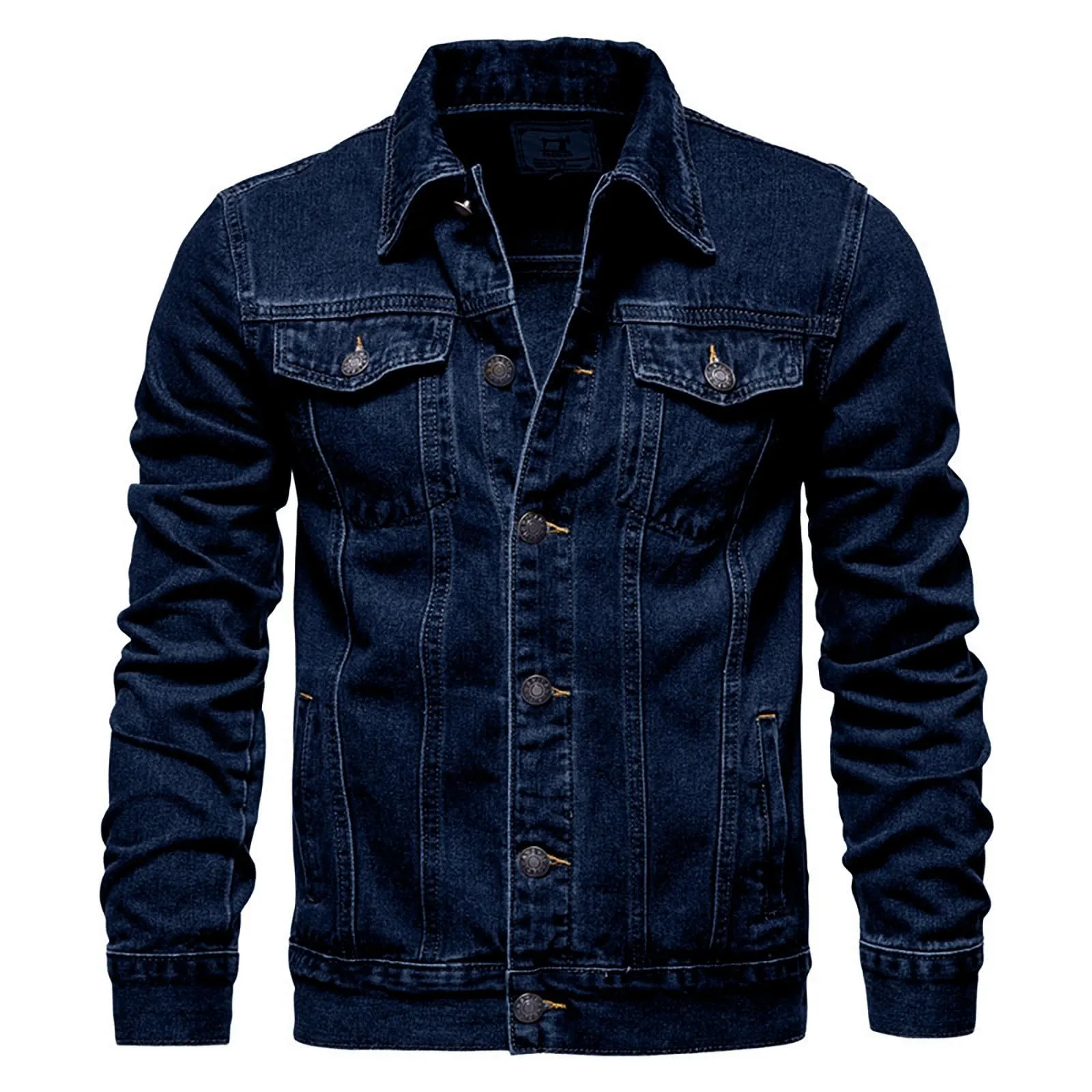 Duohropke Camicia di jeans da uomo a maniche lunghe strappate, in denim, slim fit, con tasche, camicia di jeans, camicia da uomo a maniche lunghe, 02 BU1, L - immagine 6