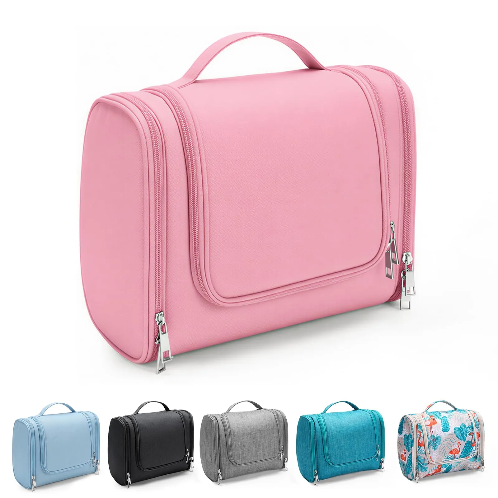 Beauty Case da Viaggio, Grande Borsa da Toilette da Appendere Impermeabile per Uomo e Donna, Per Tutta la Famiglia (Rosa) - immagine 1