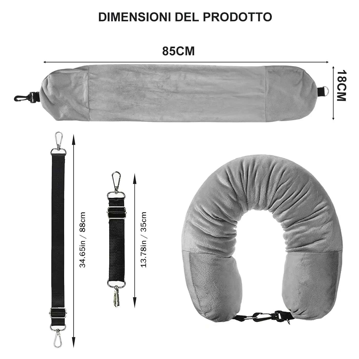 CUEMOON Cuscino da Viaggio Riempibile per Collo, Cuscino Viaggio Riempibile Polivalente(Senza Riempitivo) per Gli Elementi Essenziali Viaggio 3-5 Giorni Senza Imbottitura - immagine 2