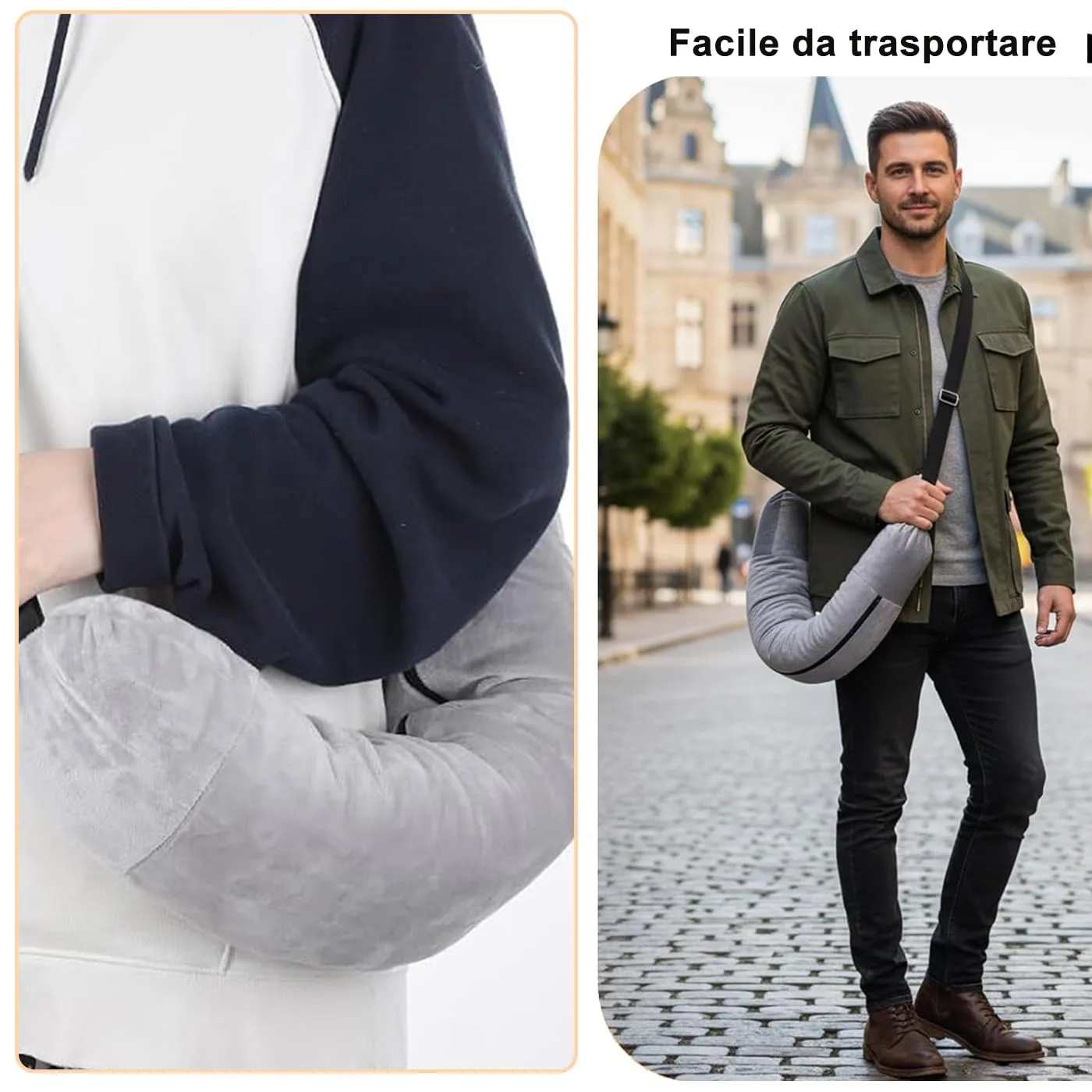 CUEMOON Cuscino da Viaggio Riempibile per Collo, Cuscino Viaggio Riempibile Polivalente(Senza Riempitivo) per Gli Elementi Essenziali Viaggio 3-5 Giorni Senza Imbottitura - immagine 6