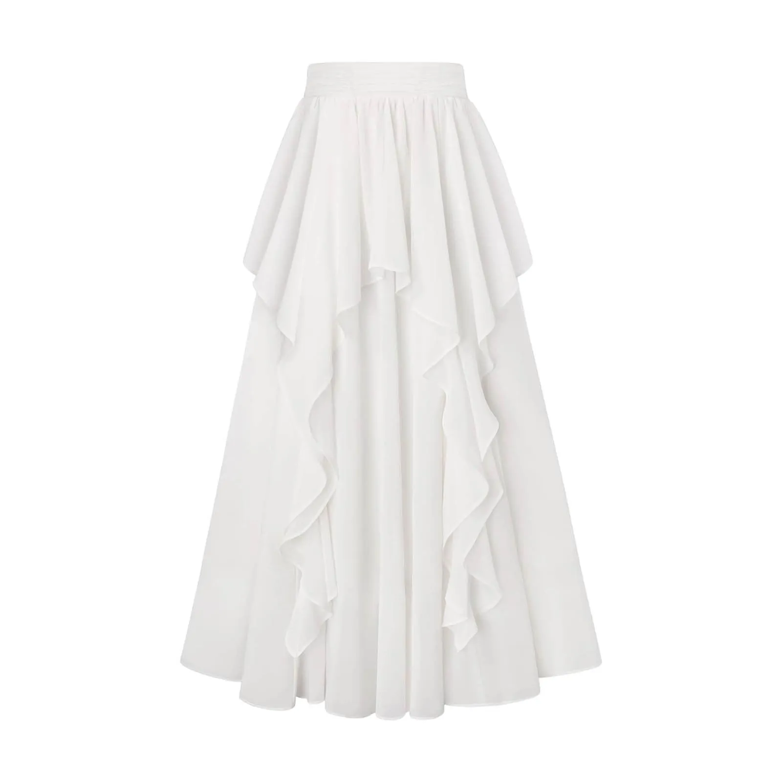 Ibicenco - Gonna medievale rinascimentale, da donna, colore: bianco, bianco - immagine 5