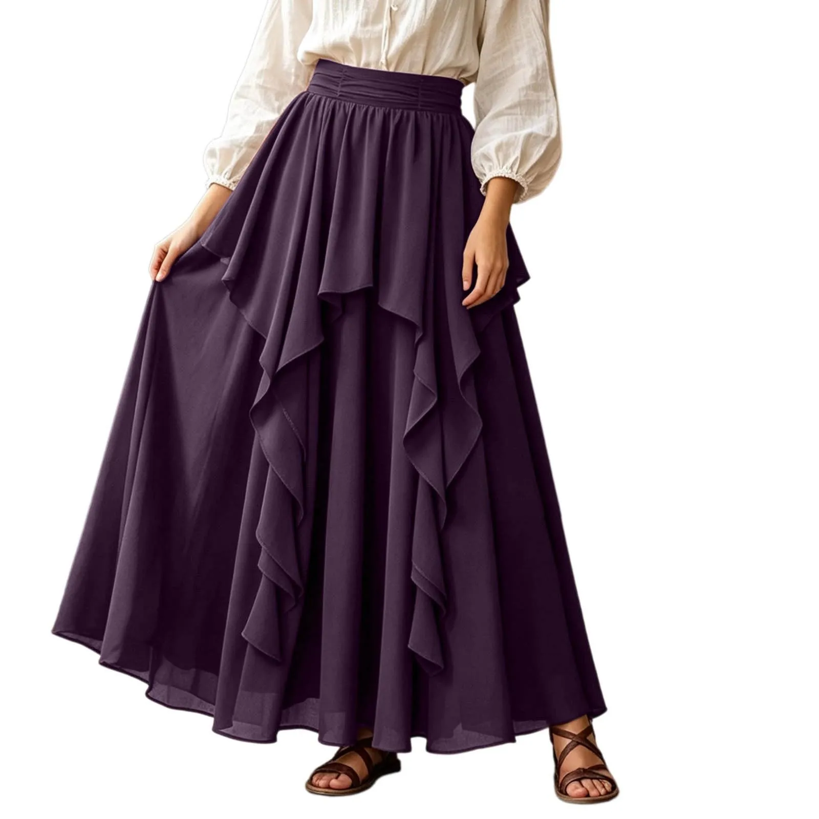 Ibicenco - Gonna medievale rinascimentale, da donna, colore: bianco, Viola - immagine 1