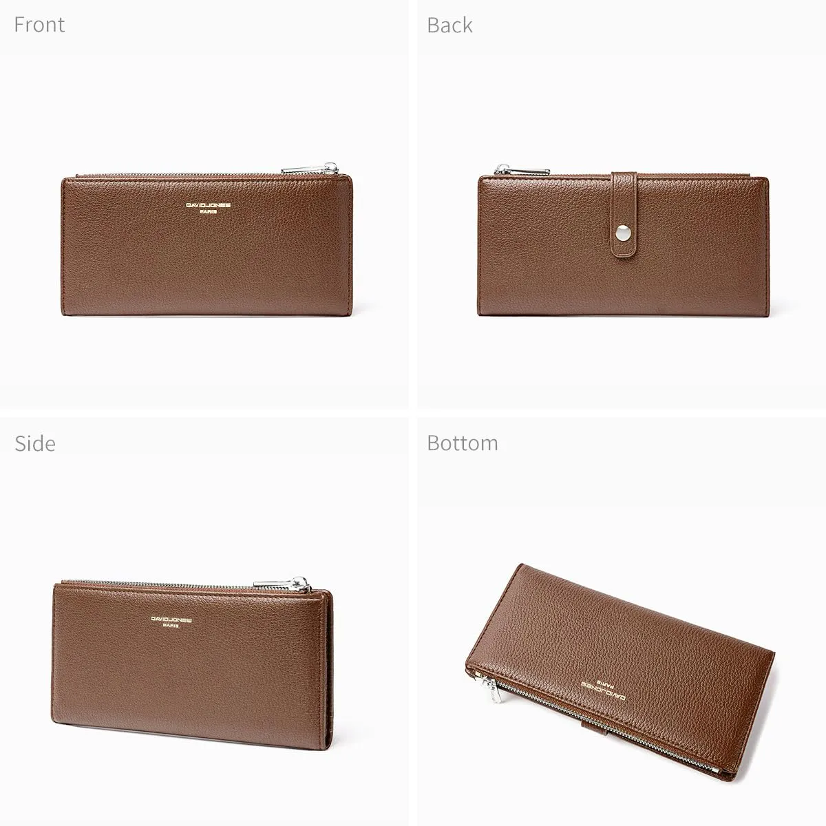 David Jones - Portafoglio da donna in pelle PU, Marrone Cognac, Medio - immagine 4
