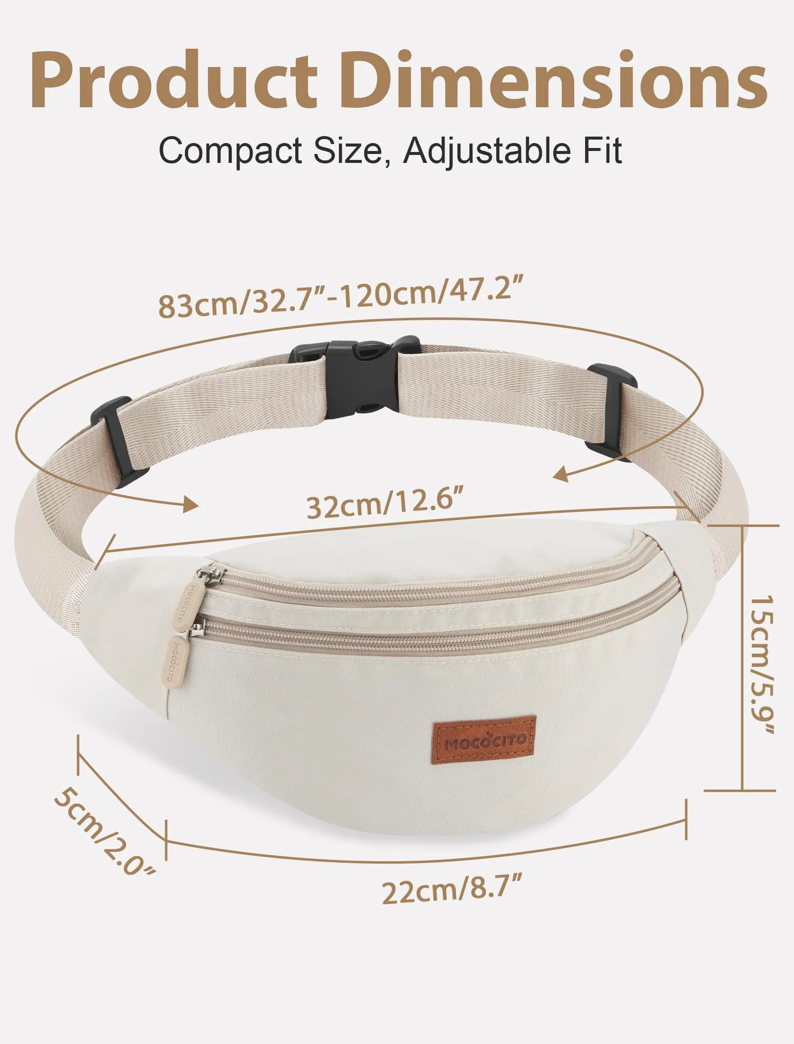 MOCOCITO Marsupio Uomo Donna,Marsupio Sportivo con 4 Zip Tasche,Marsupio Uomo Tracolla Piccolo Cintura Regolabile, Marsupio da Lavoro Impermeabile per Ciclismo Running Escursionismo Trekking Concerti - immagine 2