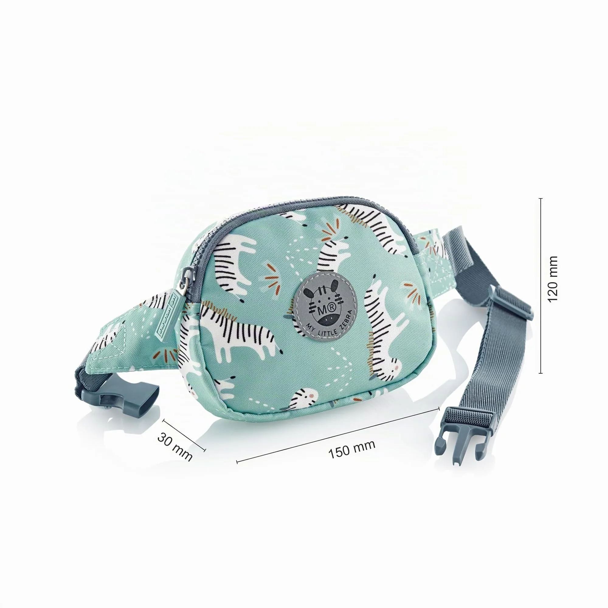 Miquelrius - Marsupio per bambini con uno scomparto, chiusura lampo in plastica resistente, nastro regolabile, chiusura a scatto, marsupio piccolo 150 x 120 x 30 mm, Zebra, blu cielo, 150 x 120 x 30 - immagine 4