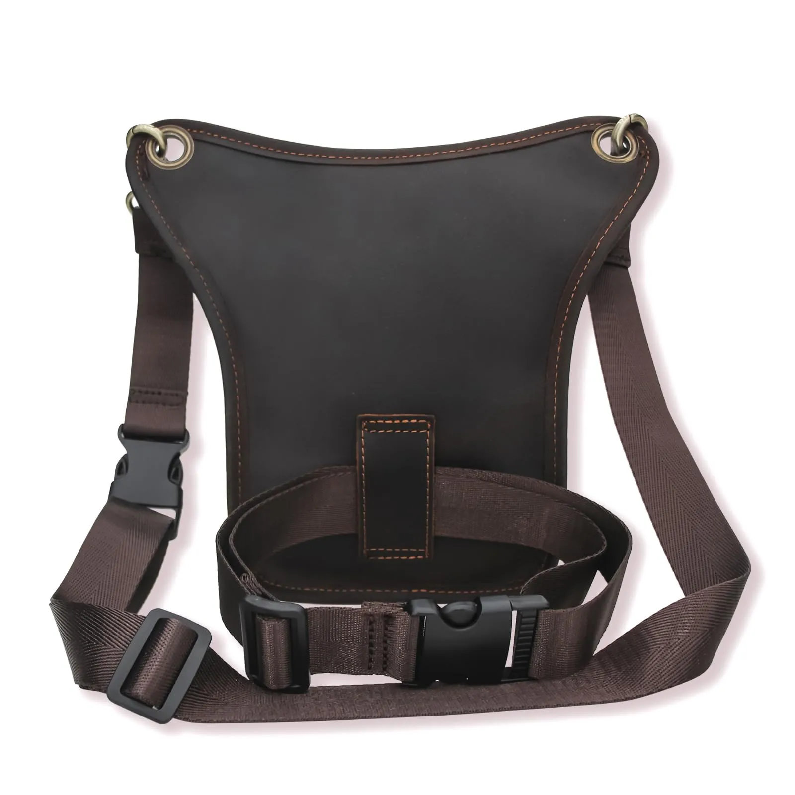 Boshiho Borsa da uomo in vera pelle – Marsupio da uomo, per moto, marrone scuro, grande pelle da uomo, borsa da gamba esterna, borsa da viaggio, marsupio da trekking, arrampicata, marrone, alla moda - immagine 7