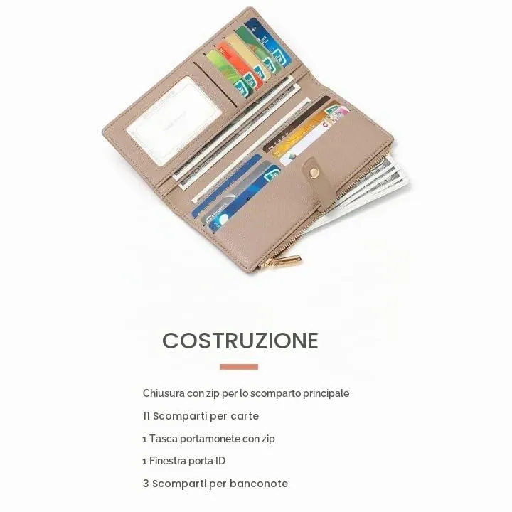David Jones - Portafoglio Donna Compatto Simil Pelle PU - Porta Carte Lungo Portamonete Elegante - Scomparti per Banconote e Monete - Grigio - immagine 6