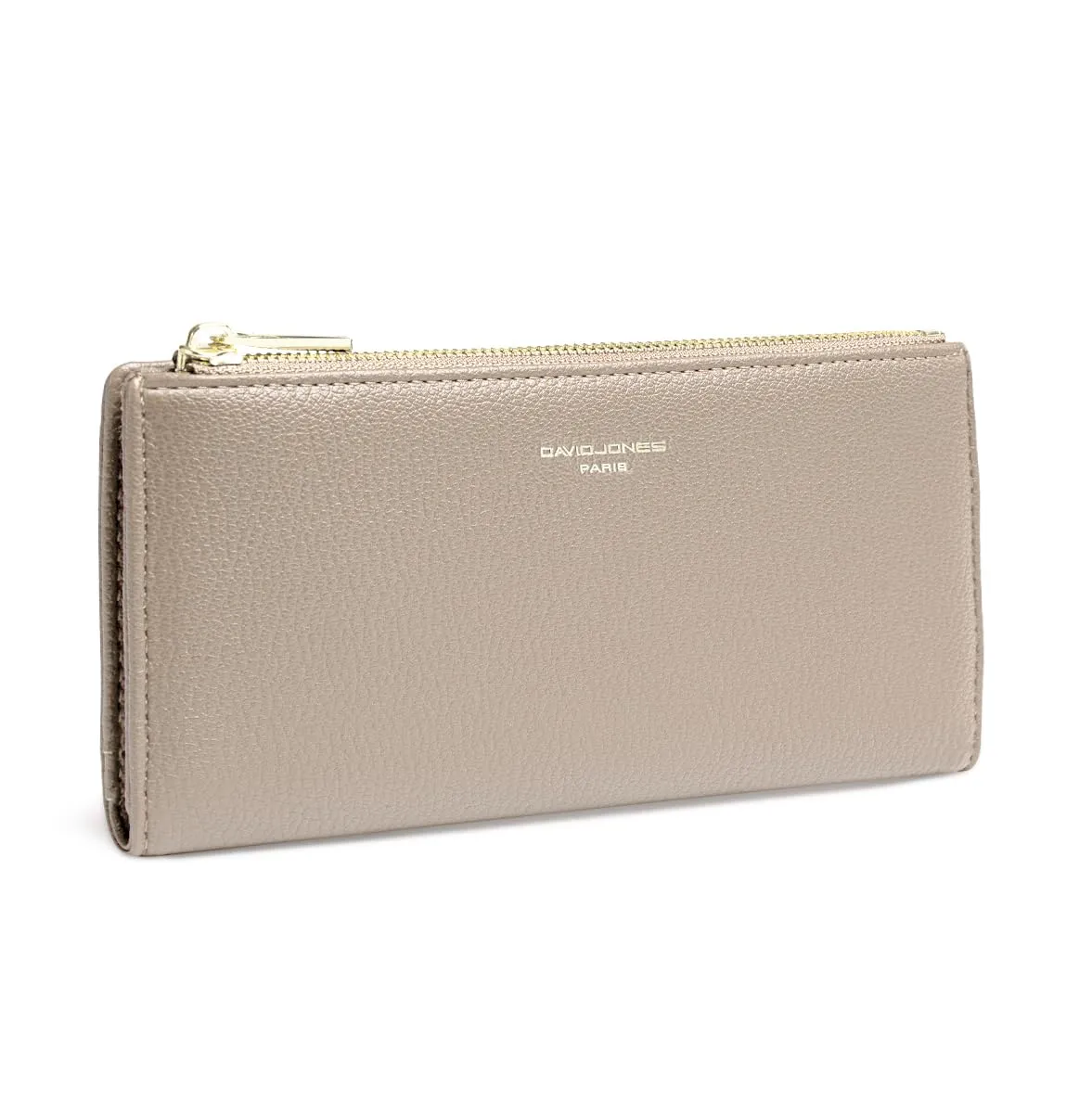 David Jones - Portafoglio Donna Compatto Simil Pelle PU - Porta Carte Lungo Portamonete Elegante - Scomparti per Banconote e Monete - Marrone Talpa - immagine 1