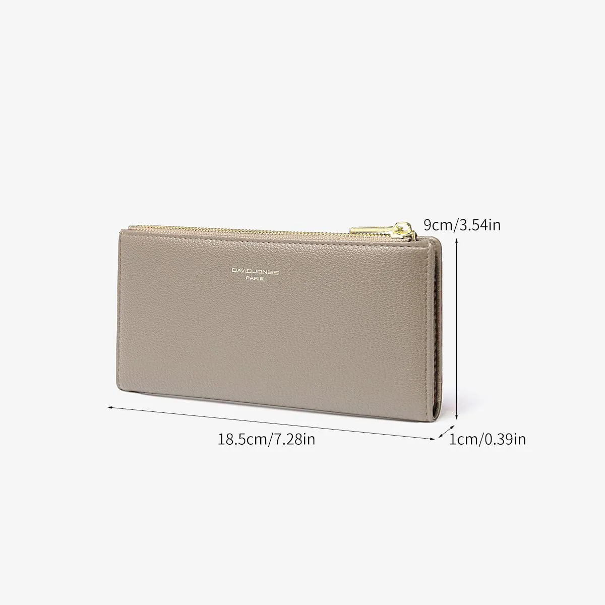 David Jones - Portafoglio Donna Compatto Simil Pelle PU - Porta Carte Lungo Portamonete Elegante - Scomparti per Banconote e Monete - Marrone Talpa - immagine 6