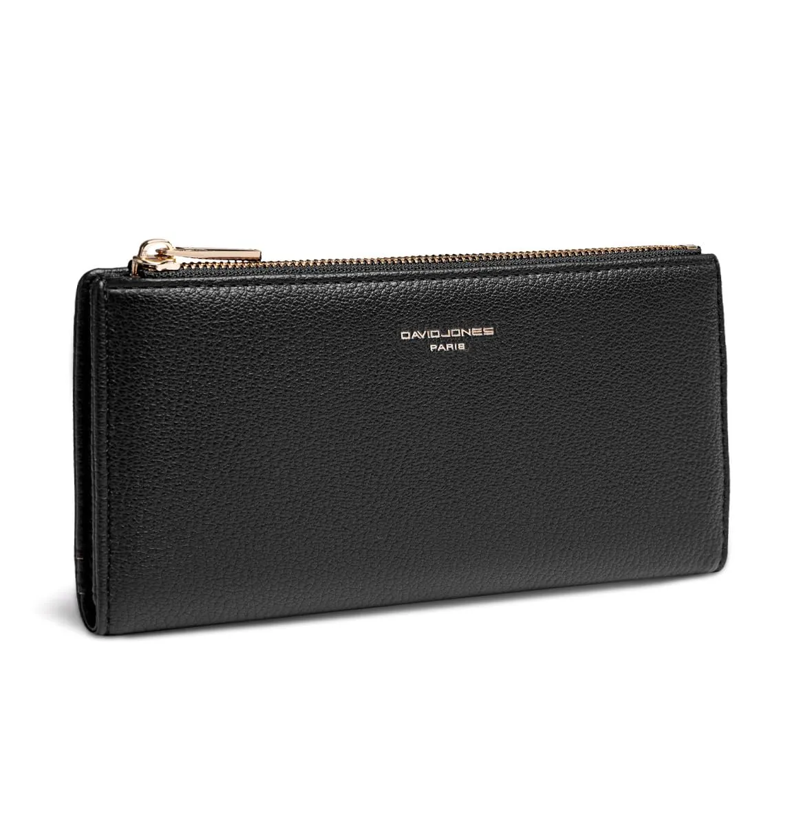 David Jones - Portafoglio Donna Compatto Simil Pelle PU - Porta Carte Lungo Portamonete Elegante - Scomparti per Banconote e Monete - Nero - immagine 1