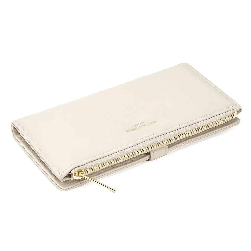 David Jones - Portafoglio Donna Compatto Simil Pelle PU - Porta Carte Lungo Portamonete Elegante - Scomparti per Banconote e Monete - Beige - immagine 8