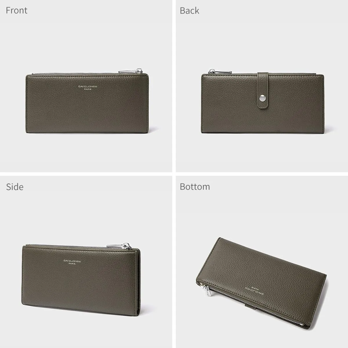 David Jones - Portafoglio da donna grande in pelle PU - Portamonete lungo da donna - Portafoglio con scomparto per monete e cerniera - Portafoglio lungo con porta carte di credito - immagine 4