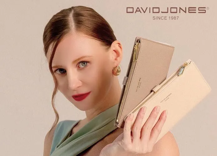 David Jones - Portafoglio da donna in pelle PU, Tortora Scuro, Medio - immagine 2