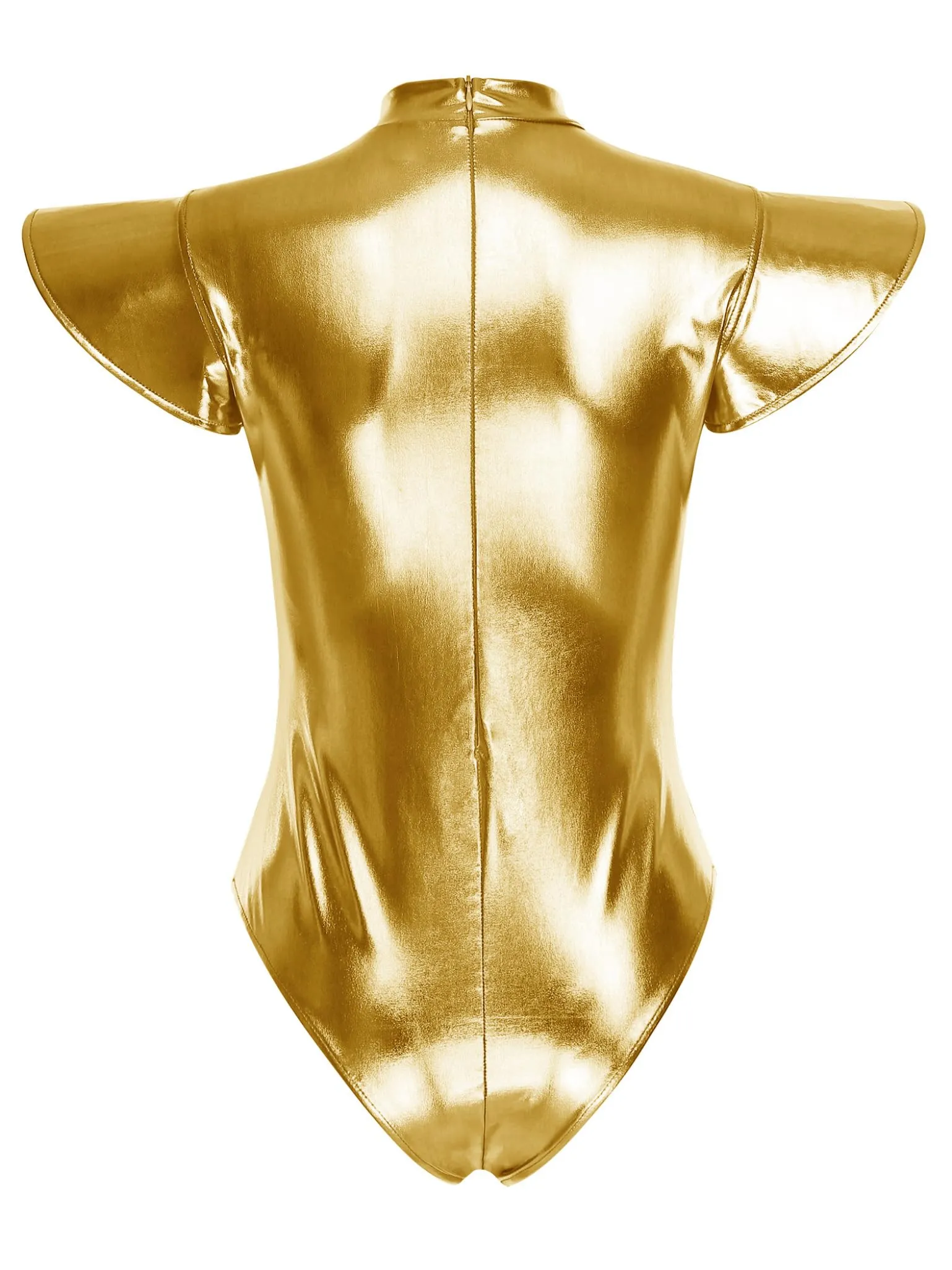 Donna Vestito Disco Alieno Outfit Cosplay Da Metallico Lucido Body Oro XL - immagine 4