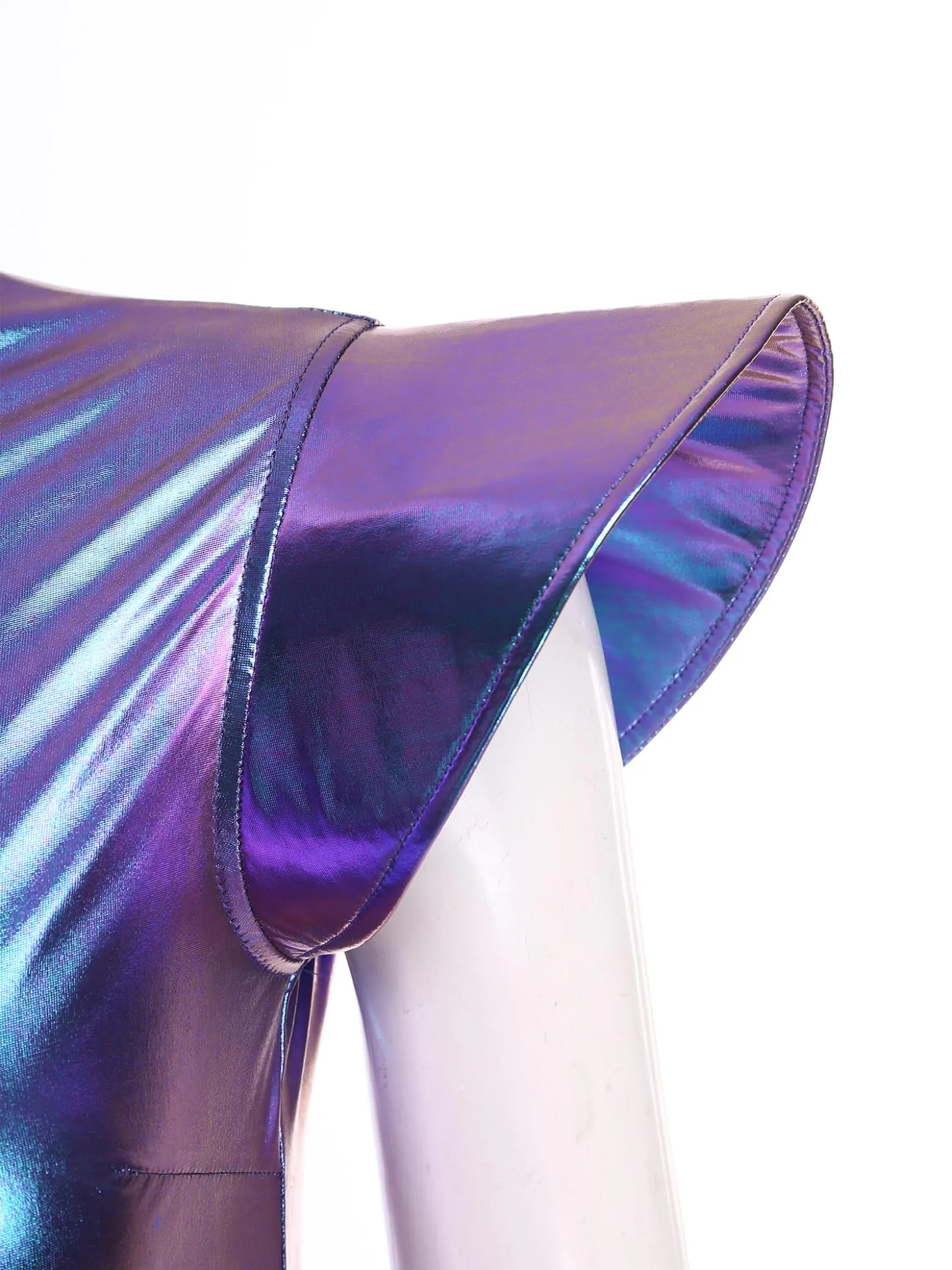 Donna Vestito Disco Alieno Outfit Cosplay Da Metallico Lucido Body Blu XL - immagine 5