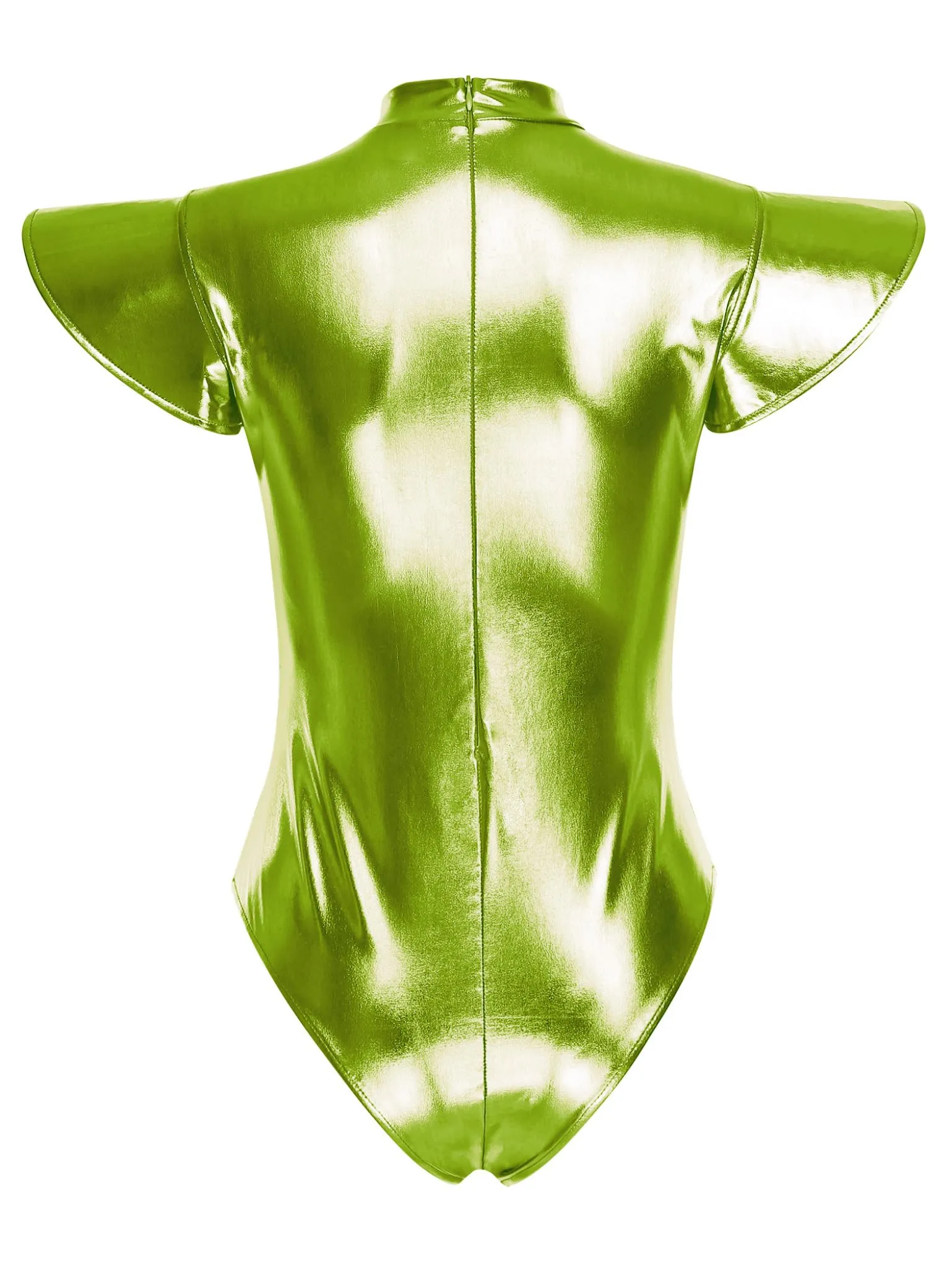 Monduelle Donna Vestito Disco Alieno Outfit Cosplay Da Metallico Lucido Body Verde fluorescente S - immagine 4