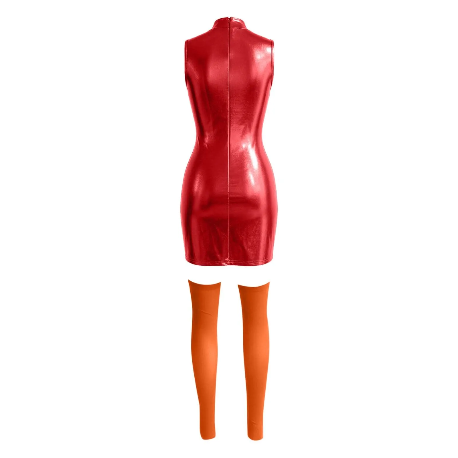 Foweknow Vestito in pelle da donna, sexy, effetto bagnato, mini abito curvy, per feste, club, cosplay, costume in lattice, abito da cocktail in pelle laccata metallizzata, abito lucido per feste - immagine 7