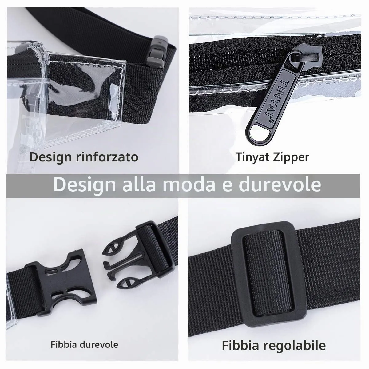 TINYAT Zaino olografico multicolore trasparente zaino super morbido in pvc per ragazze zaino per la spesa shopping unisex, T9051 (Bianco / 1952) - immagine 4