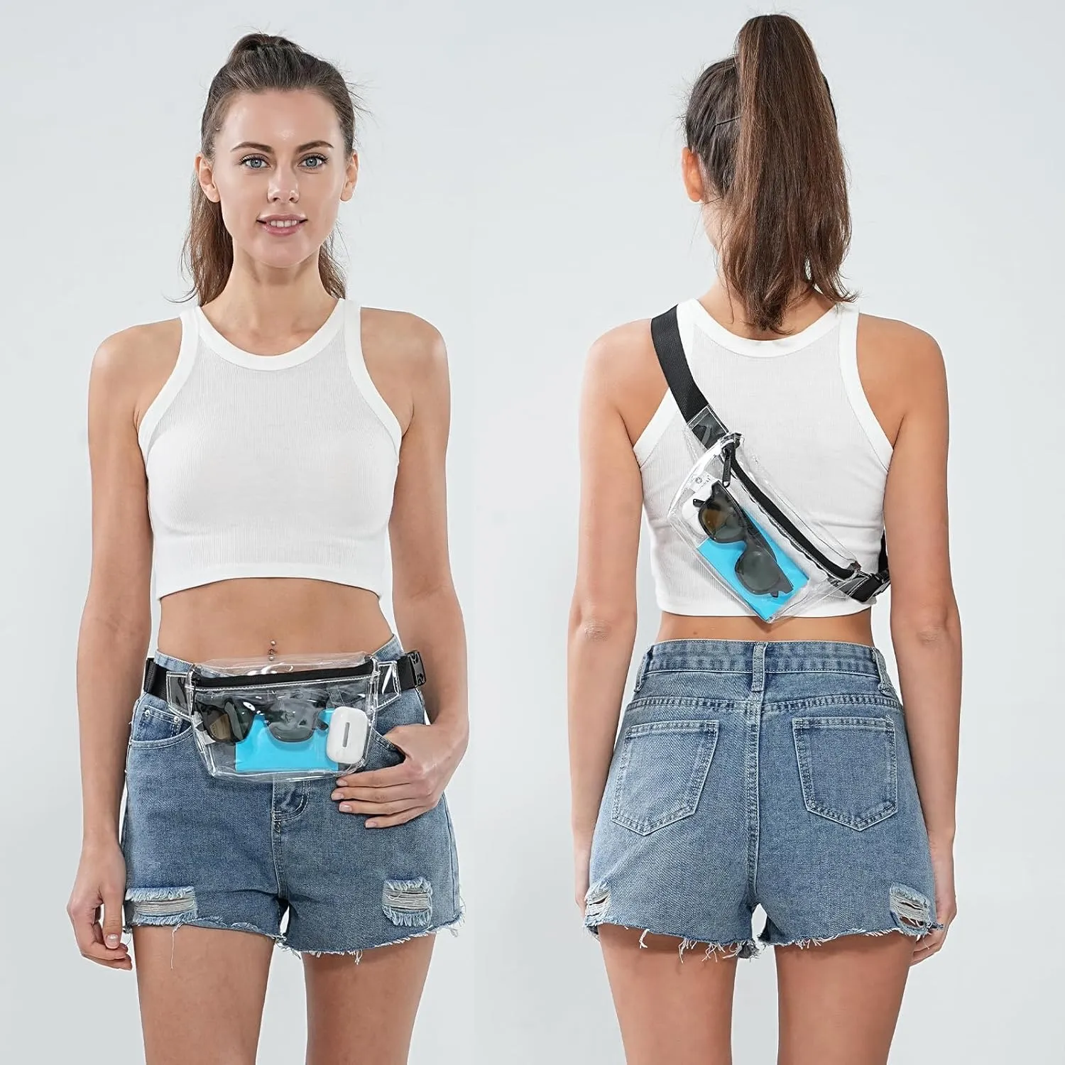 TINYAT Zaino olografico multicolore trasparente zaino super morbido in pvc per ragazze zaino per la spesa shopping unisex, T9051 (Bianco / 1952) - immagine 7