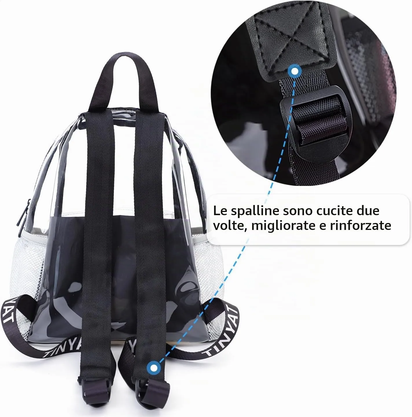TINYAT Zaino olografico multicolore trasparente zaino super morbido in pvc per ragazze per la spesa shopping unisex, T9051 - immagine 9