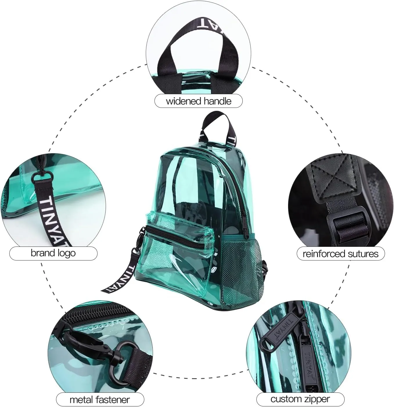 TINYAT Zaino olografico multicolore trasparente zaino super morbido in pvc per ragazze per la spesa shopping unisex, T9051 - immagine 6