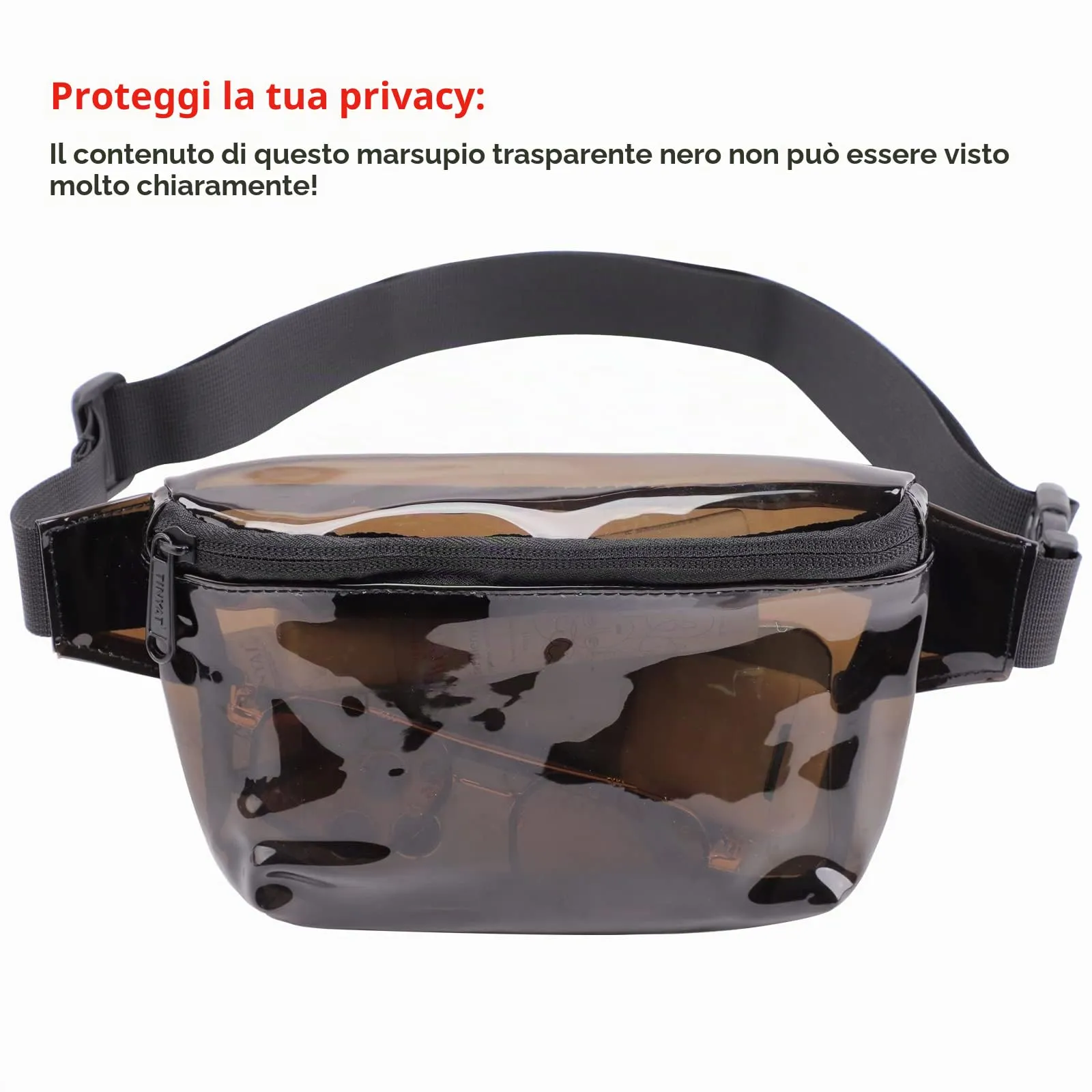 TINYAT Zaino olografico multicolore trasparente zaino super morbido in pvc per ragazze zaino per la spesa shopping unisex, T9051 (Nero trasparente / 1952) - immagine 6