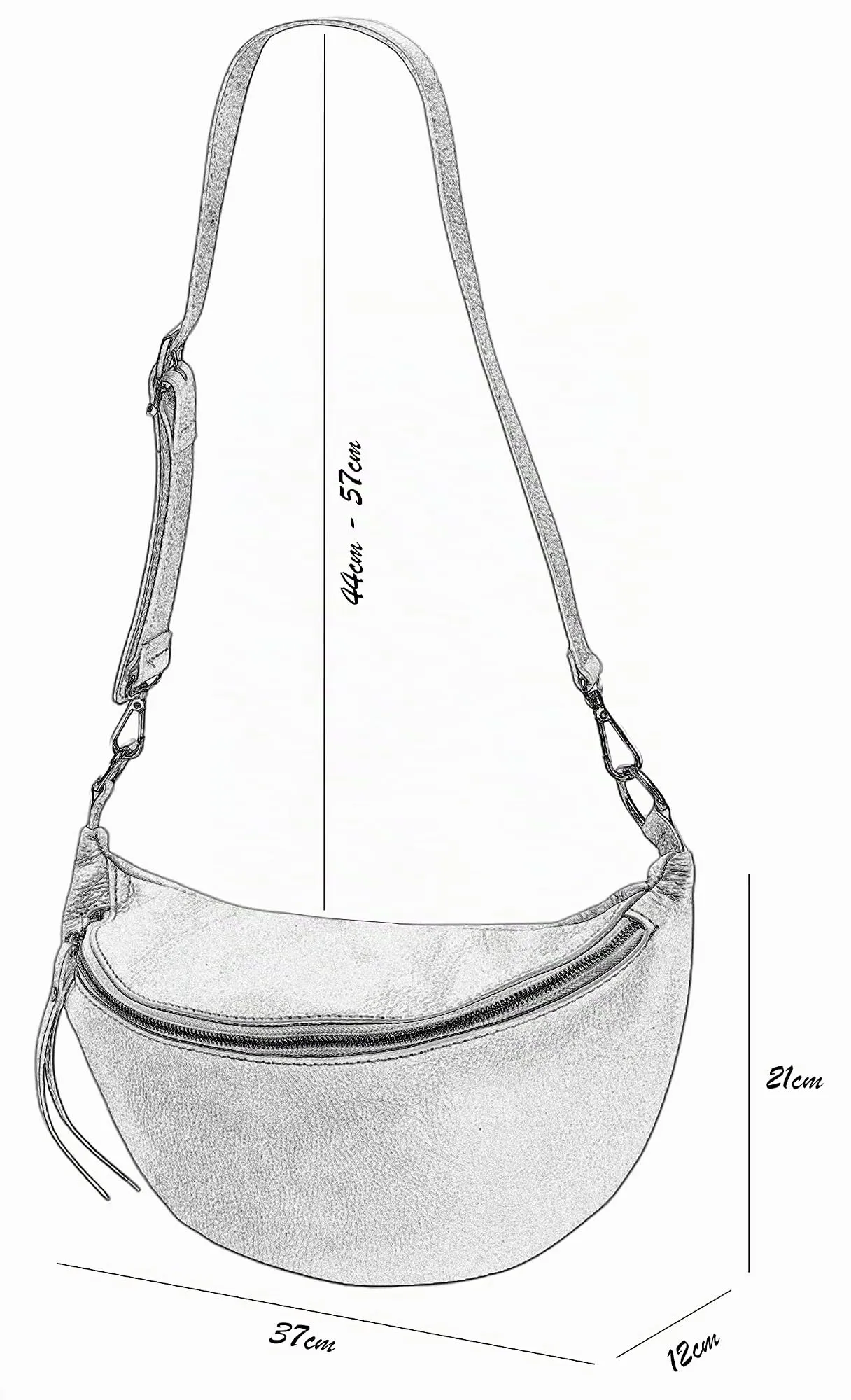SH Leder vera pelle borsa da petto da donna unisex per festival viaggi taglia media marsupio crossbody bag con cinghia a spalla regolabile e intercambiabile borsa in pelle da donna 37x21cm Greta G747 - immagine 5