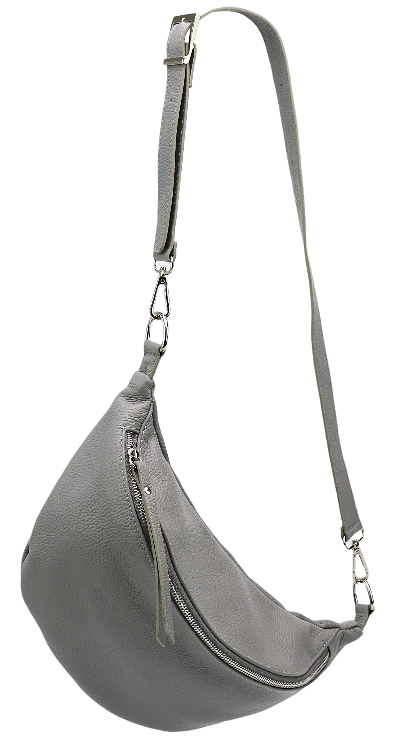 SH Leder Greta G747 - Borsa da donna in vera pelle, unisex, per festival, viaggi, taglia media, tracolla regolabile, 37 x 21 cm, grigio finestra, grossolano - immagine 1