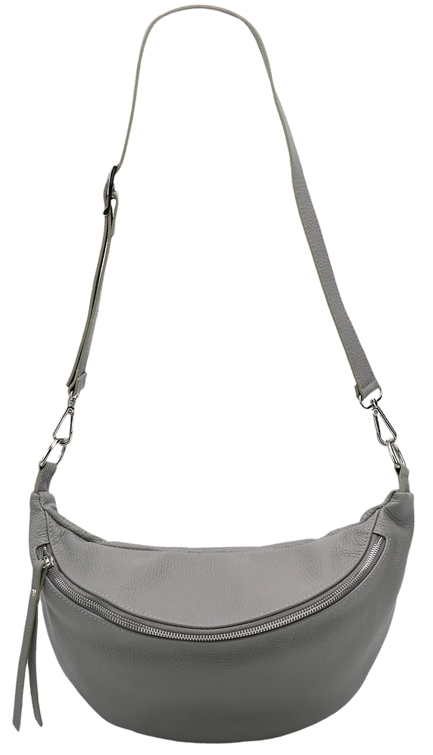SH Leder Greta G747 - Borsa da donna in vera pelle, unisex, per festival, viaggi, taglia media, tracolla regolabile, 37 x 21 cm, grigio finestra, grossolano - immagine 3