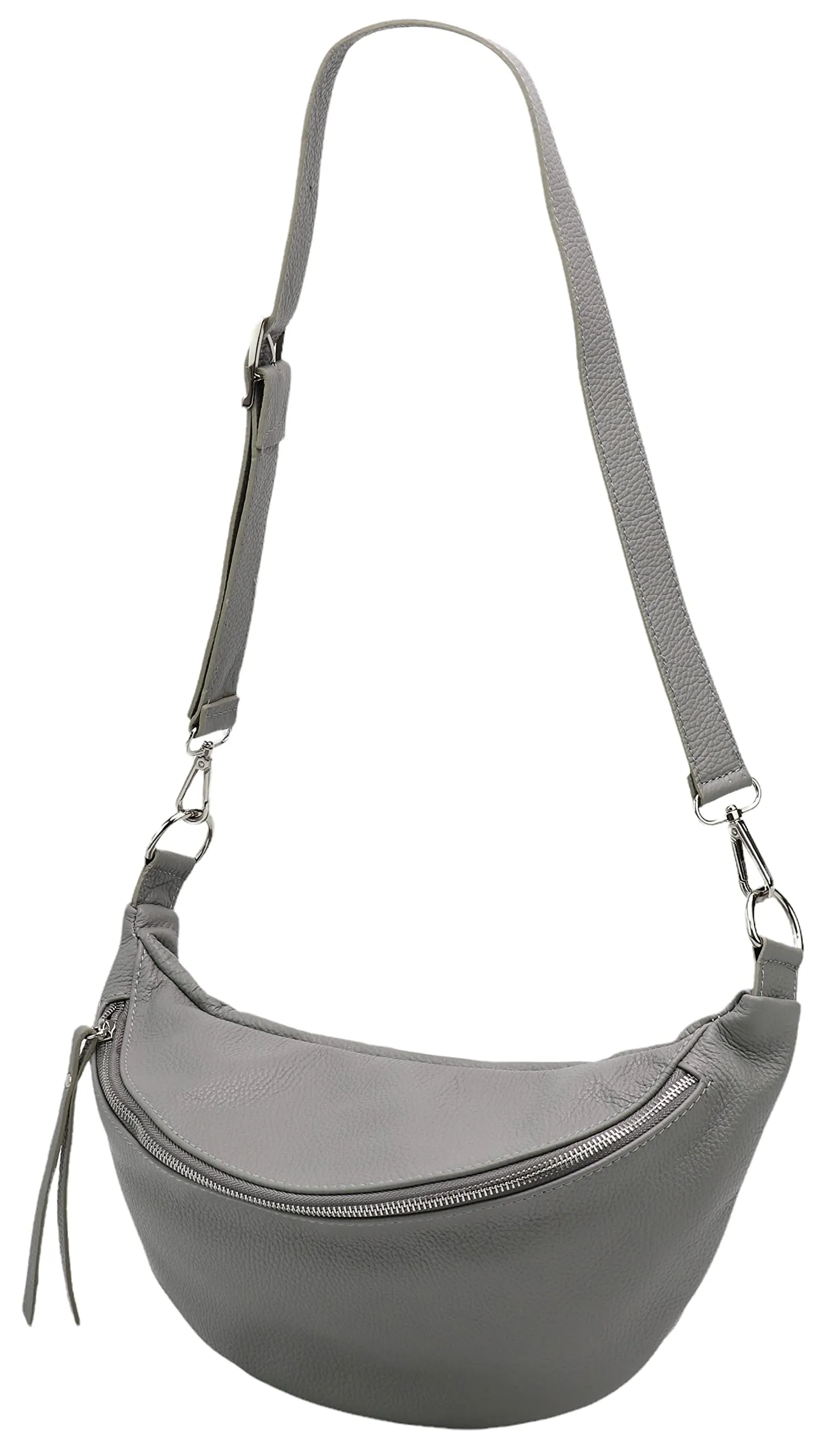 SH Leder Greta G747 - Borsa da donna in vera pelle, unisex, per festival, viaggi, taglia media, tracolla regolabile, 37 x 21 cm, grigio finestra, grossolano - immagine 4