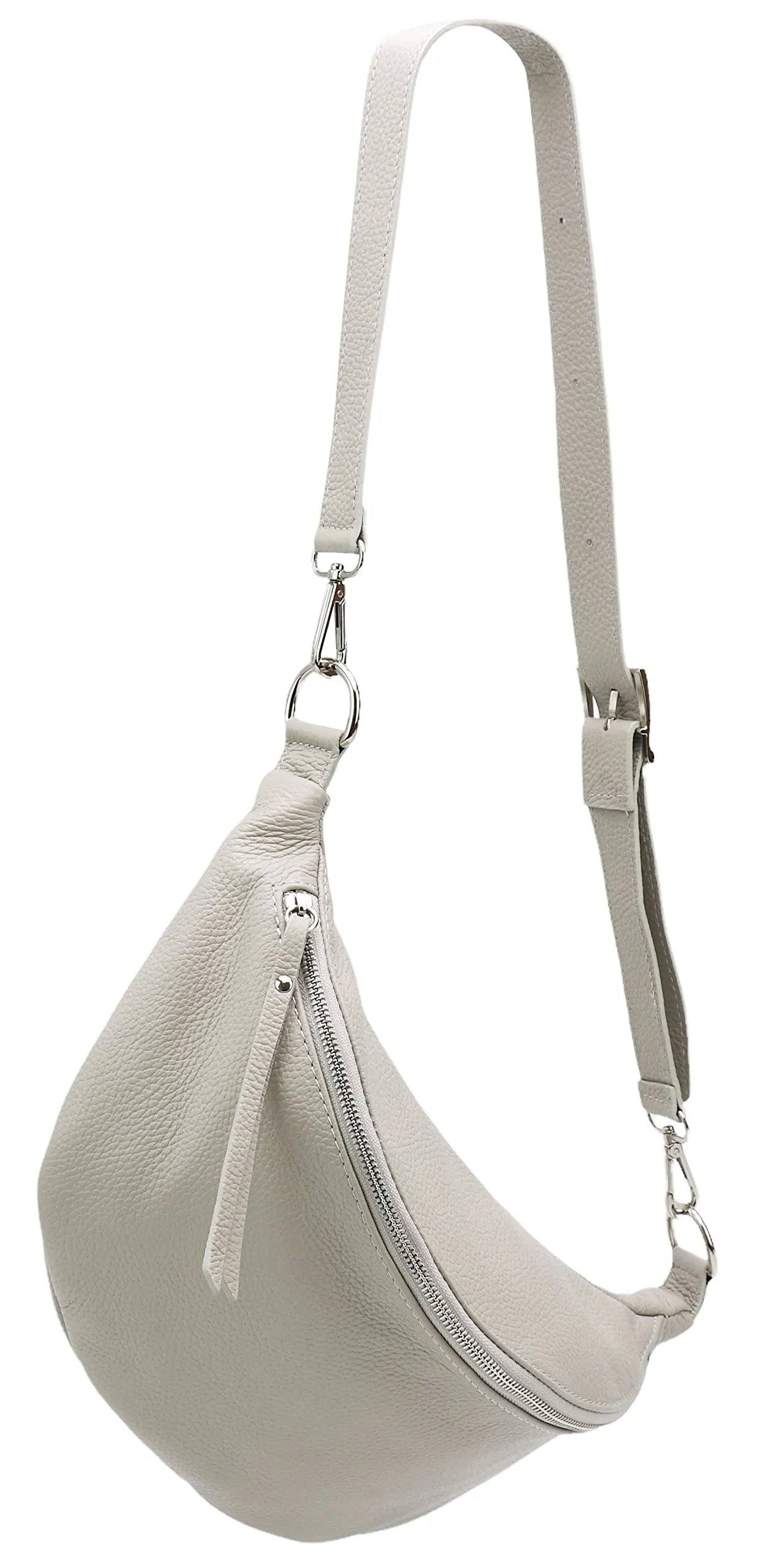 SH Leder Greta G747 - Borsa da petto unisex in vera pelle, per festival, viaggi, taglia media, borsa a tracolla, tracolla regolabile, da donna, 37 x 21 cm, grigio, Gross - immagine 1
