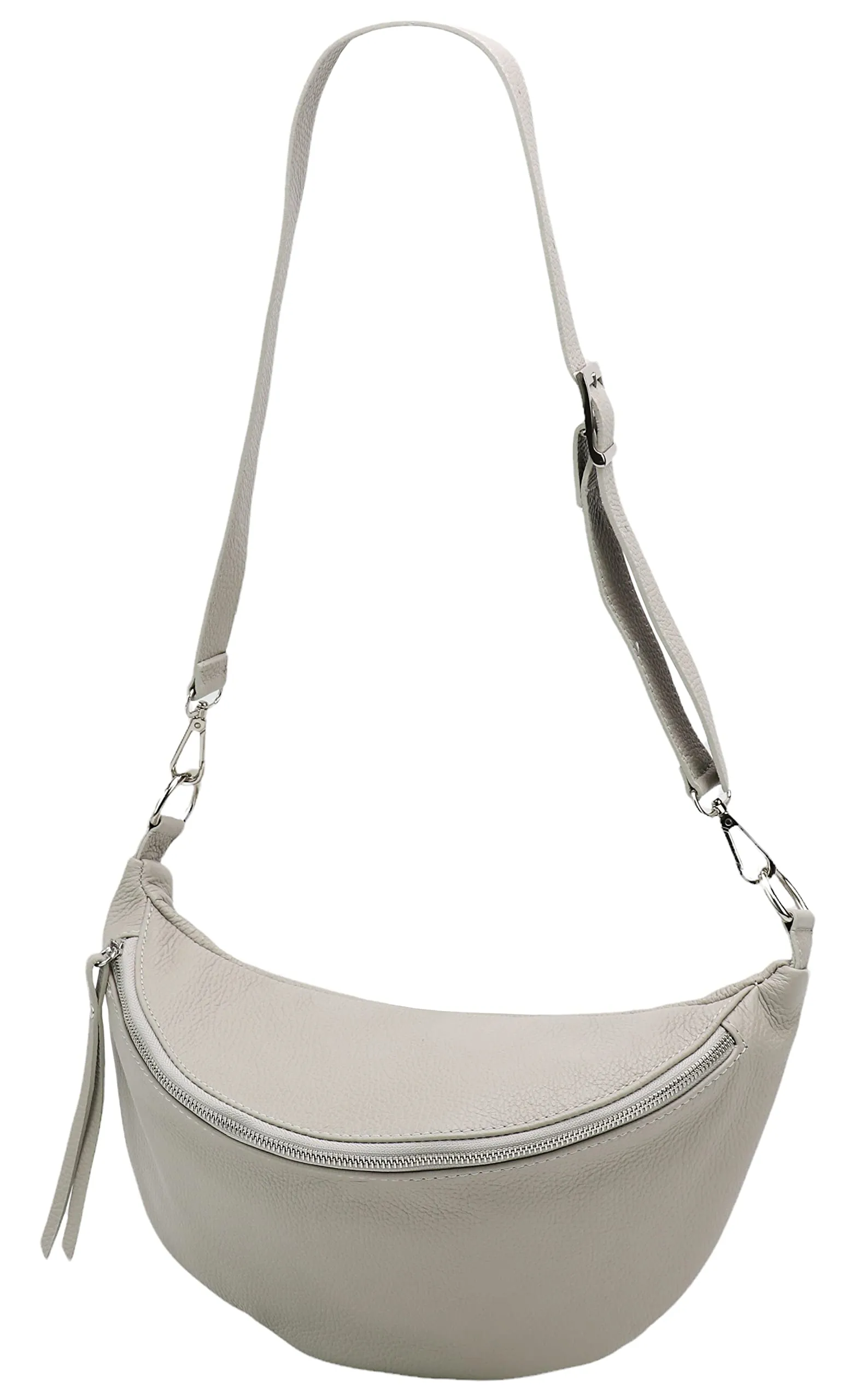 SH Leder Greta G747 - Borsa da petto unisex in vera pelle, per festival, viaggi, taglia media, borsa a tracolla, tracolla regolabile, da donna, 37 x 21 cm, grigio, Gross - immagine 4