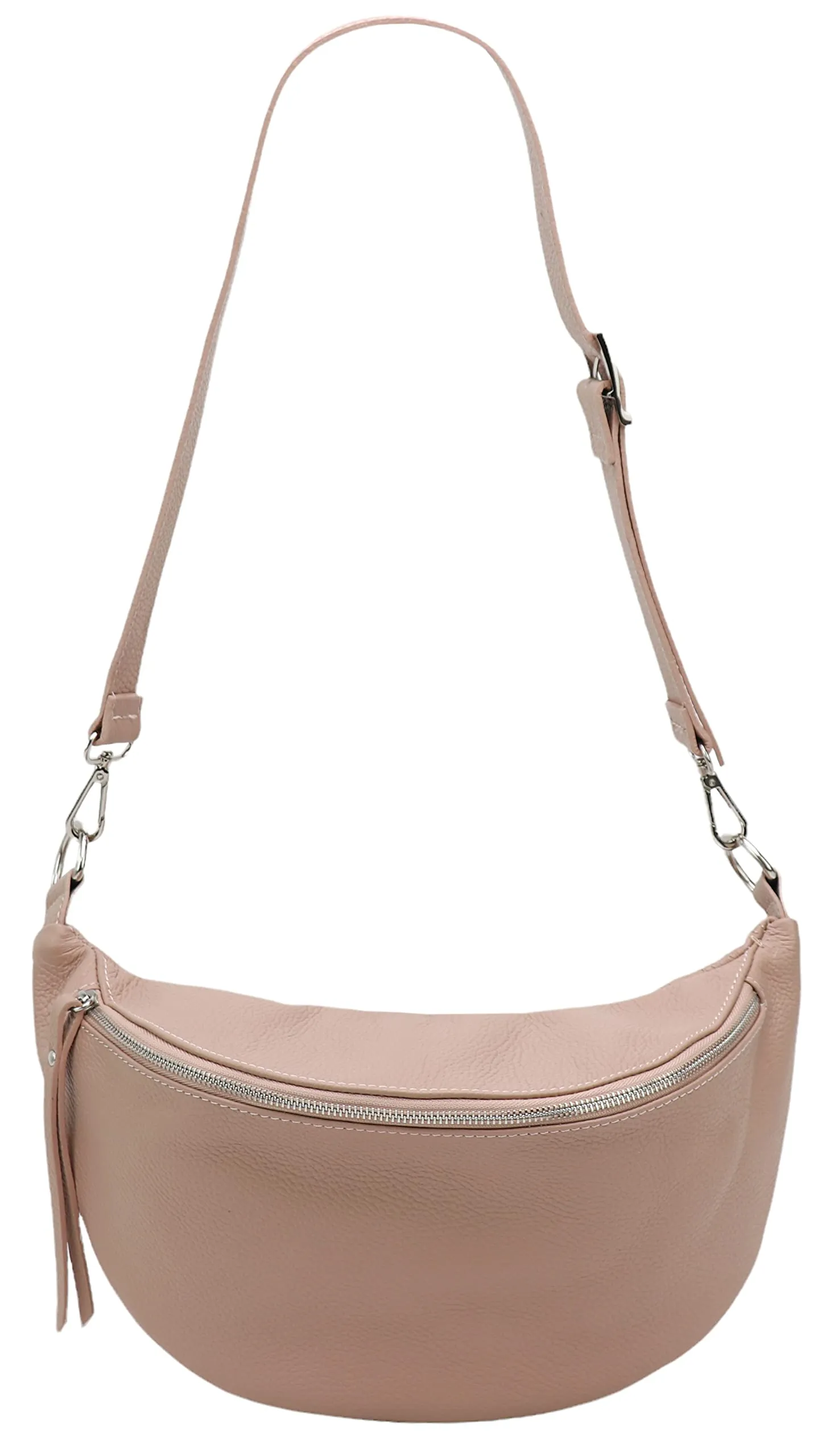 SH Leder Greta G747 - Tasca sul petto da donna, unisex, per festival, viaggi, taglia media, tracolla regolabile, in pelle, 37 x 21 cm, beige, Grande, Marsupio - immagine 3