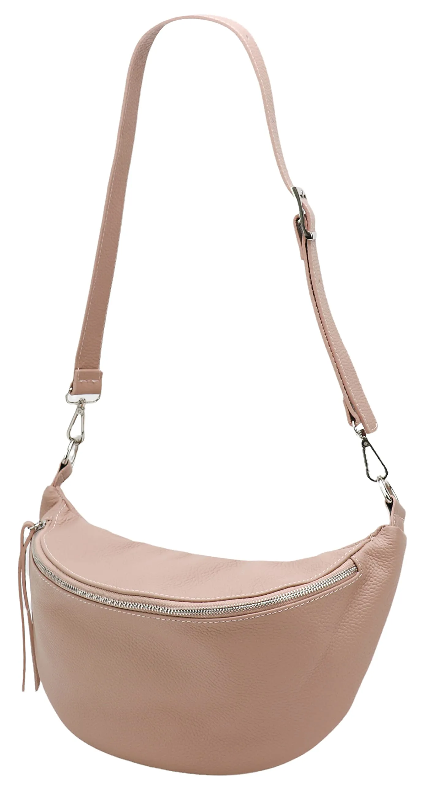 SH Leder Greta G747 - Tasca sul petto da donna, unisex, per festival, viaggi, taglia media, tracolla regolabile, in pelle, 37 x 21 cm, beige, Grande, Marsupio - immagine 4