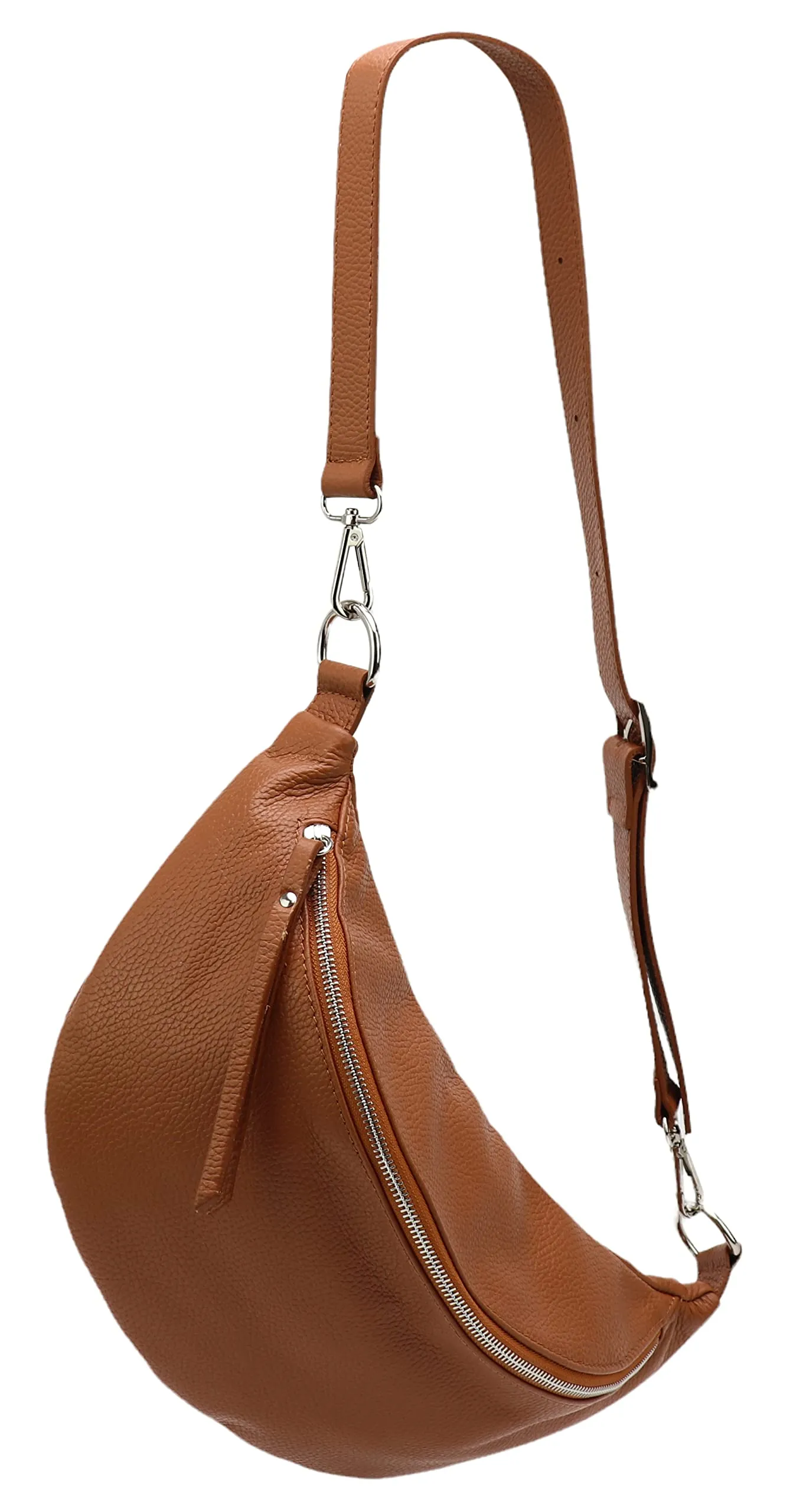 SH Leder - Borsa da donna in vera pelle a tracolla, unisex, per festival e viaggi, taglia media, 37 x 21 cm, con tracolla regolabile e intercambiabile, Greta G747, grossolano, Tracolla - immagine 1