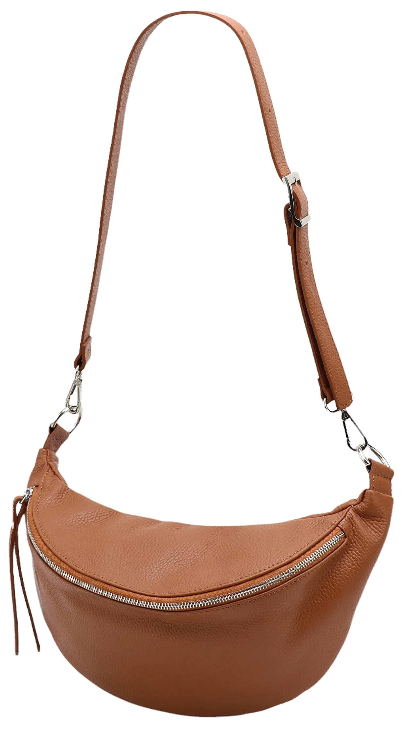 SH Leder - Borsa da donna in vera pelle a tracolla, unisex, per festival e viaggi, taglia media, 37 x 21 cm, con tracolla regolabile e intercambiabile, Greta G747, grossolano, Tracolla - immagine 4