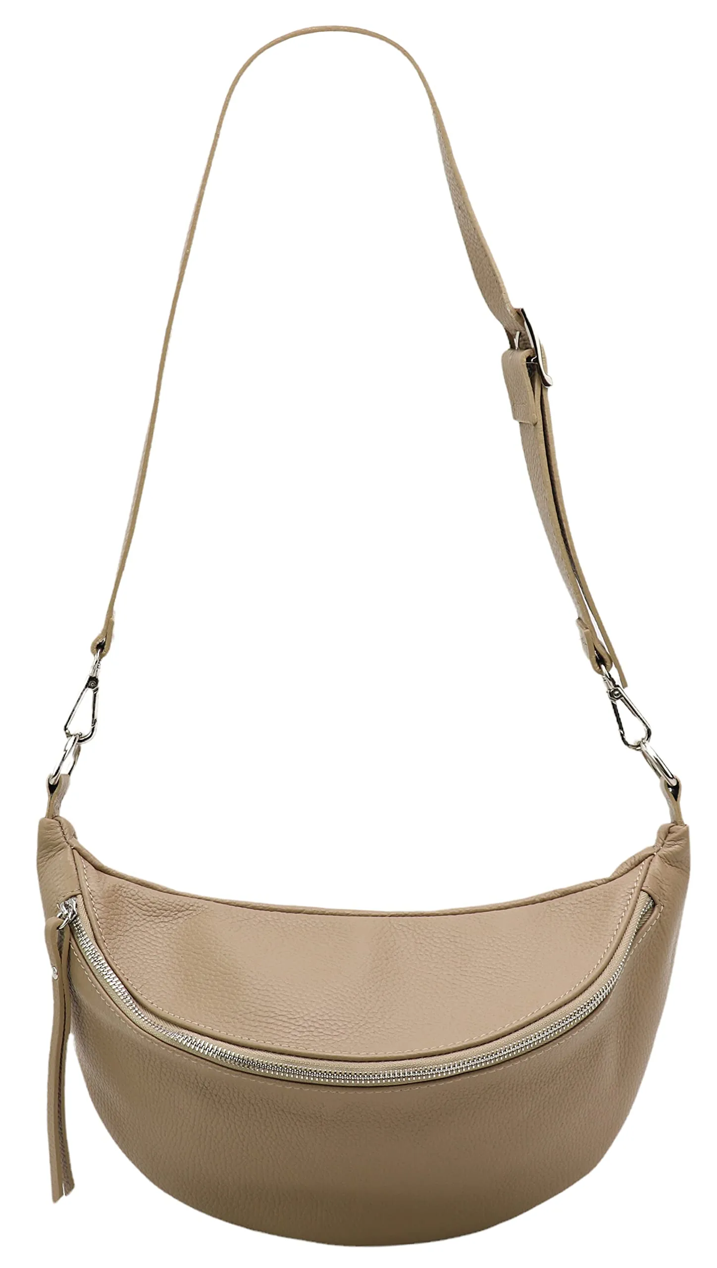 SH Leder - Borsa da donna in vera pelle a tracolla, unisex, per festival e viaggi, taglia media, 37 x 21 cm, con tracolla regolabile e intercambiabile, Greta G747, Tortora chiaro, grossolano - immagine 3