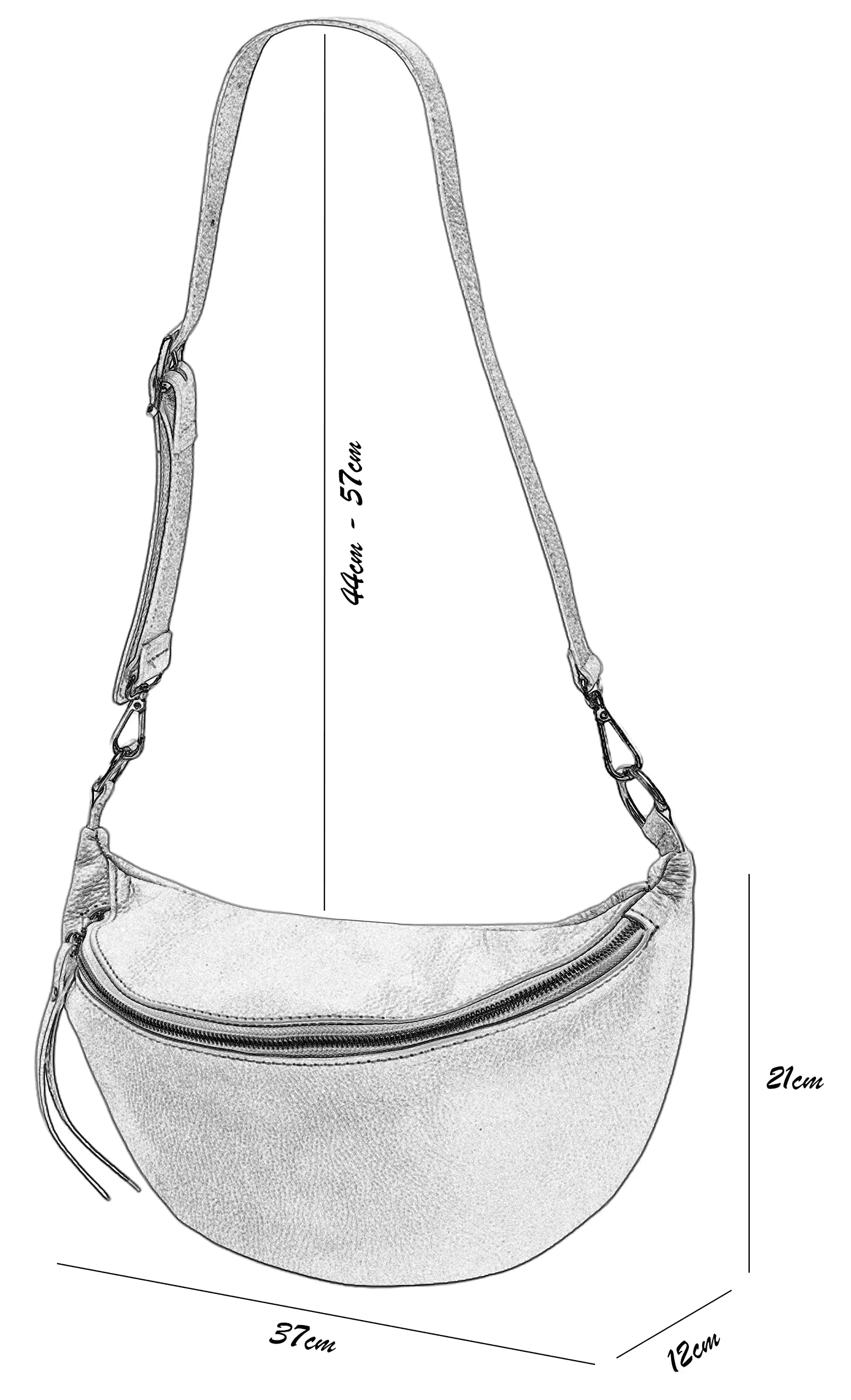 SH Leder - Borsa da donna in vera pelle a tracolla, unisex, per festival e viaggi, taglia media, 37 x 21 cm, con tracolla regolabile e intercambiabile, Greta G747, blu jeans, 37 x 12 21 cm - immagine 5