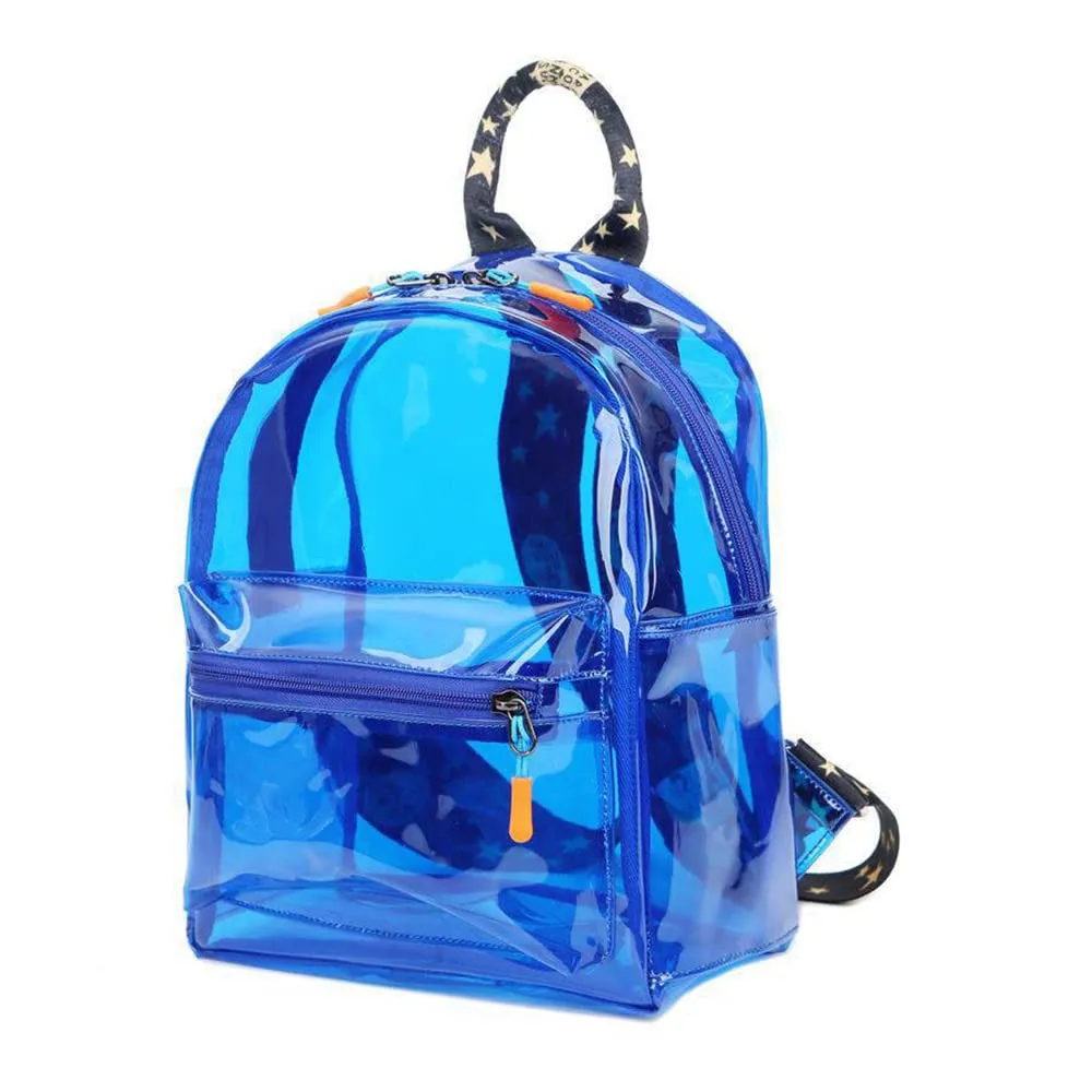 TINYAT Zaino olografico multicolore trasparente zaino super morbido in pvc shopping unisex, T9051 (9061/blue) - immagine 1
