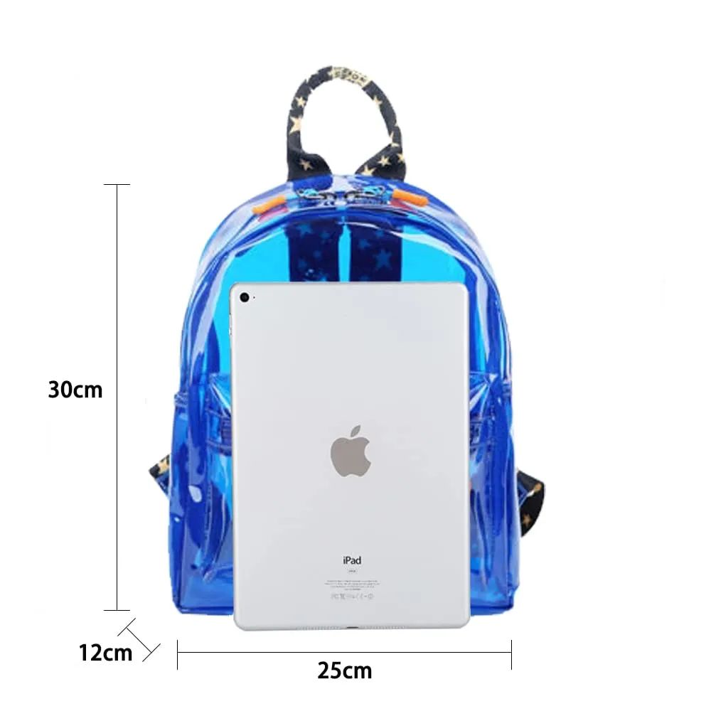 TINYAT Zaino olografico multicolore trasparente zaino super morbido in pvc shopping unisex, T9051 (9061/blue) - immagine 4