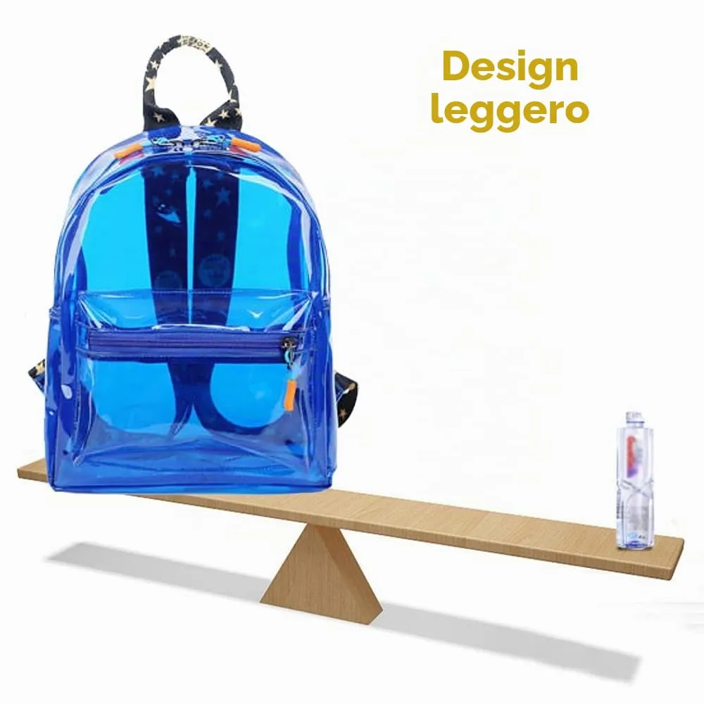 TINYAT Zaino olografico multicolore trasparente zaino super morbido in pvc shopping unisex, T9051 (9061/blue) - immagine 6