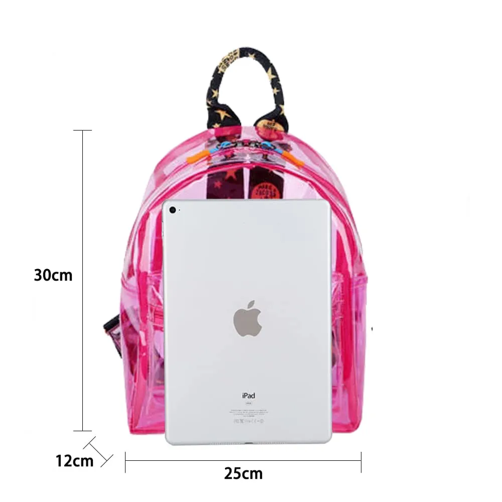 TINYAT Zaino olografico multicolore trasparente zaino super morbido in pvc per ragazze per la spesa shopping unisex, T9051 (9061/pink) - immagine 5
