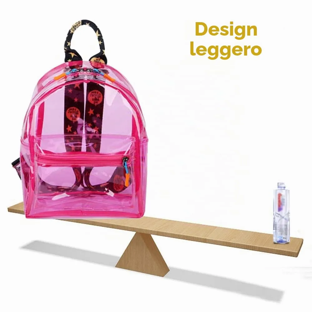 TINYAT Zaino olografico multicolore trasparente zaino super morbido in pvc per ragazze per la spesa shopping unisex, T9051 (9061/pink) - immagine 7