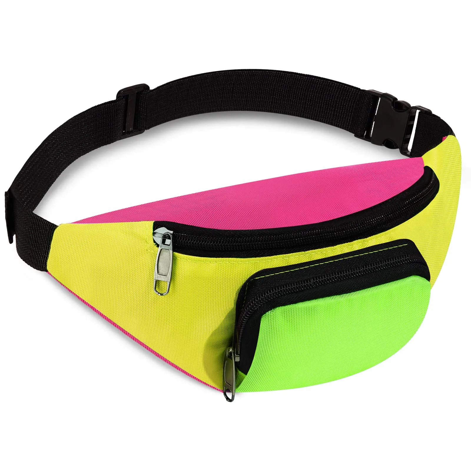 Xuniea Marsupio Al Neon degli Anni '80 a 2 Tasche Regolabile, Fondo Giallo - immagine 1