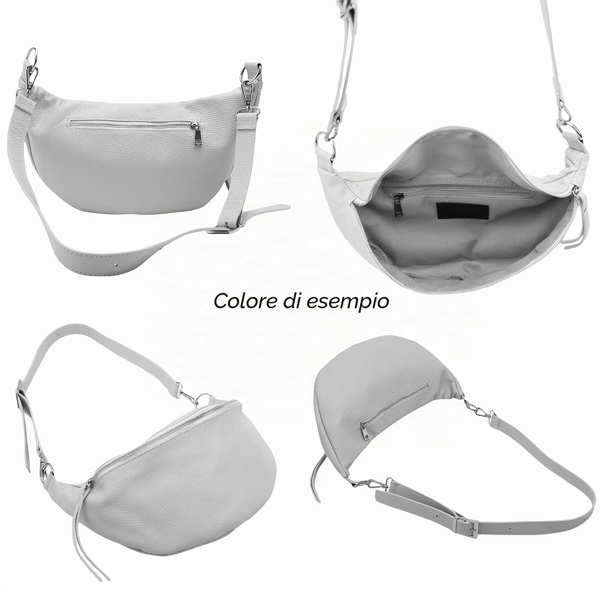 SH Leder vera pelle borsa da petto da donna unisex per festival viaggi taglia media marsupio crossbody bag con cinghia a spalla regolabile e intercambiabile borsa in pelle da donna 37x21cm Greta G747 - immagine 6