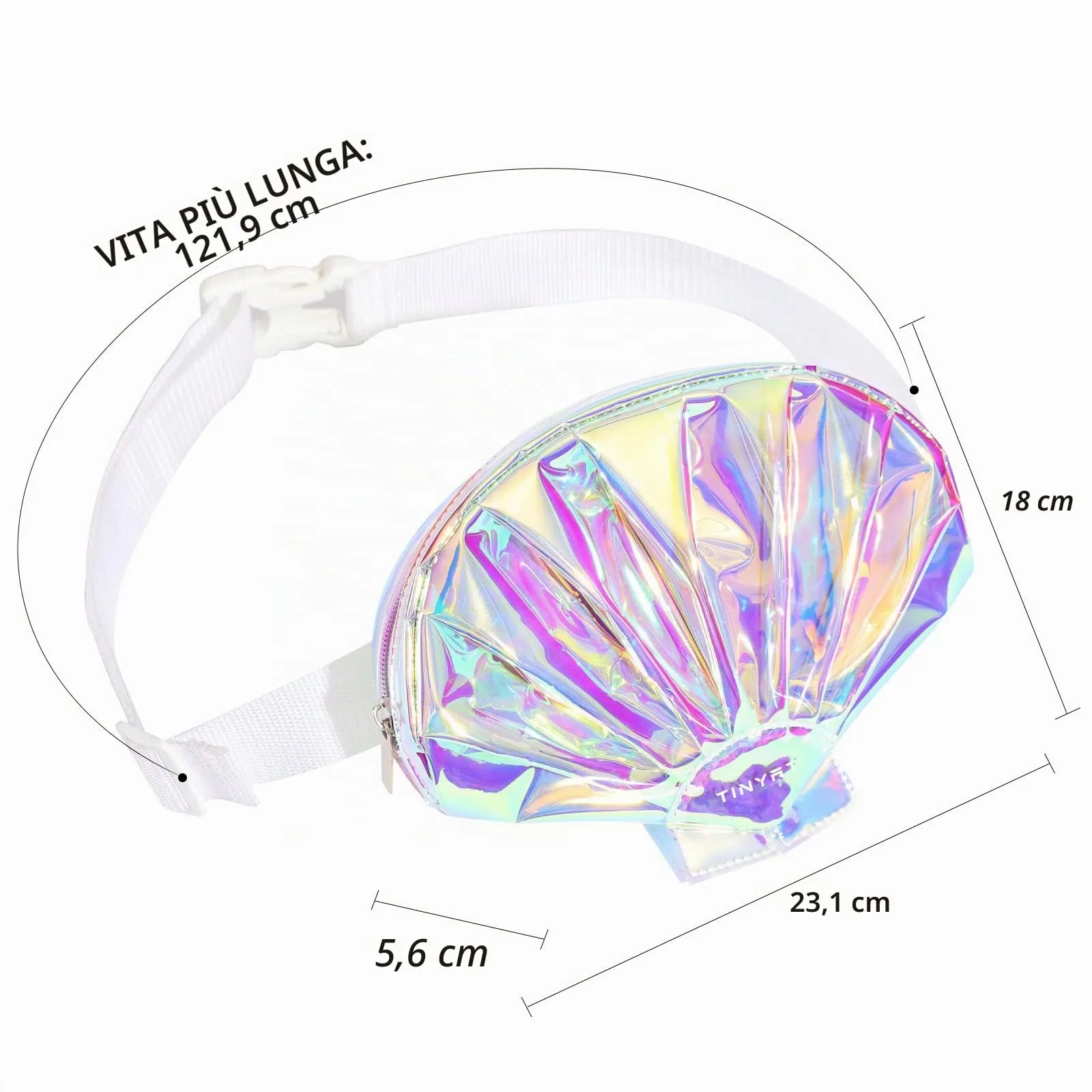 TINYAT Marsupio olografico per donna impermeabile marsupio carino cintura con cinturino regolabile per incontri all'aperto, feste, viaggi, T1956, Multicolore - immagine 3