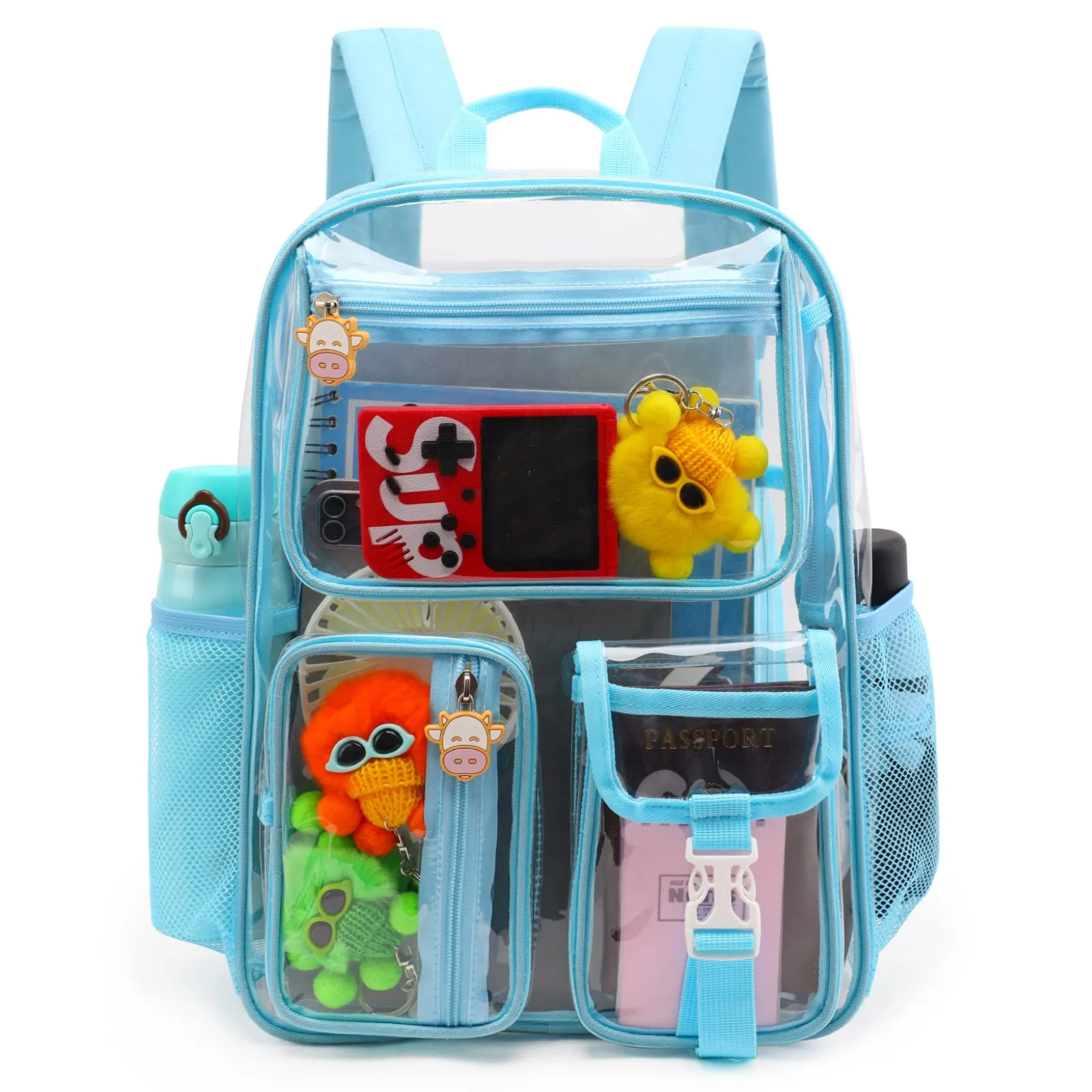 TINYAT Zaino Trasparente Da Donna Impermeabile In PVC Moda Shopping Pacchetto Di Appuntamenti T9051 Blu 29.5x12x40 Cm - immagine 9