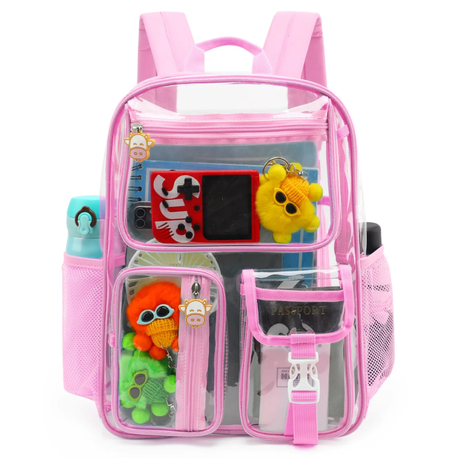 TINYAT Zaino trasparente Zaino da donna trasparente Impermeabile Super PVC Zaino Casual Zaino Moda Donna Shopping Dating Pack, T9051, Rosa/9063, Zaino daypack - immagine 1